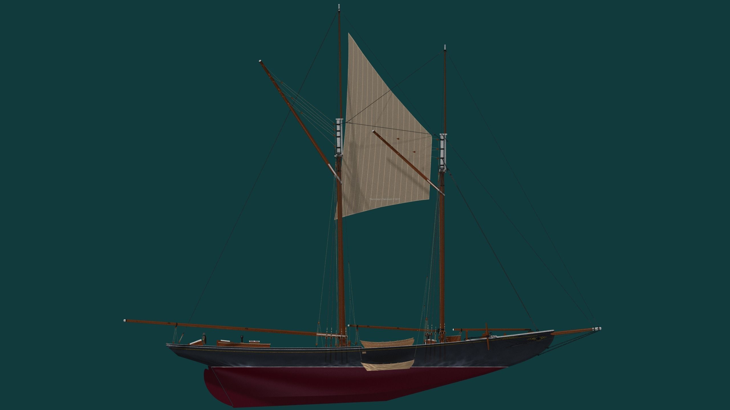 Bluenose 1921 schooner rigged historically accurate  3D model_6