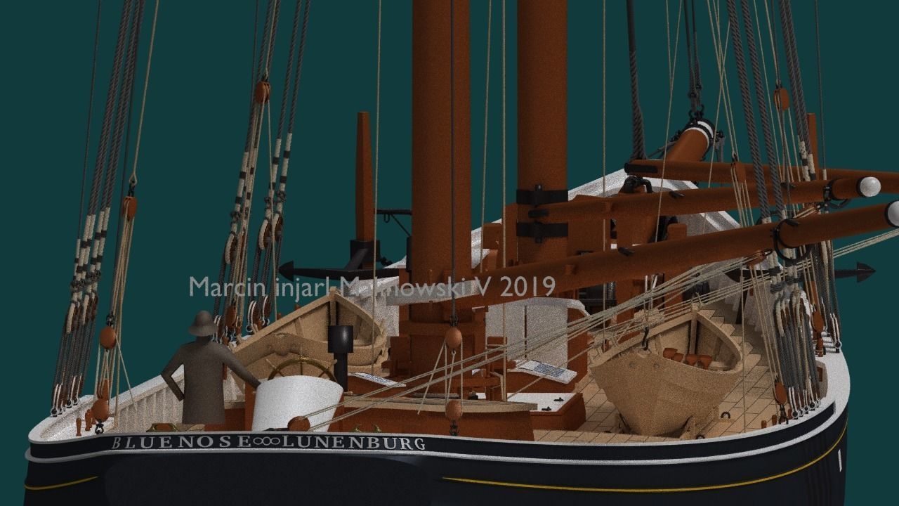 Bluenose 1921 schooner rigged historically accurate  3D model_11