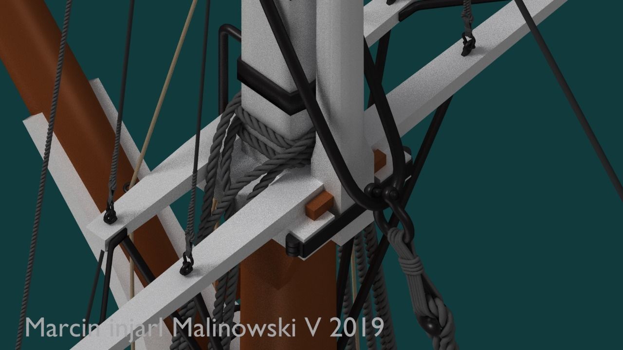 Bluenose 1921 schooner rigged historically accurate  3D model_13