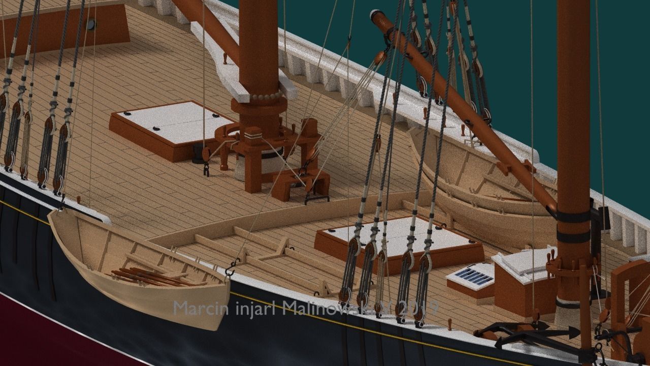 Bluenose 1921 schooner rigged historically accurate  3D model_7