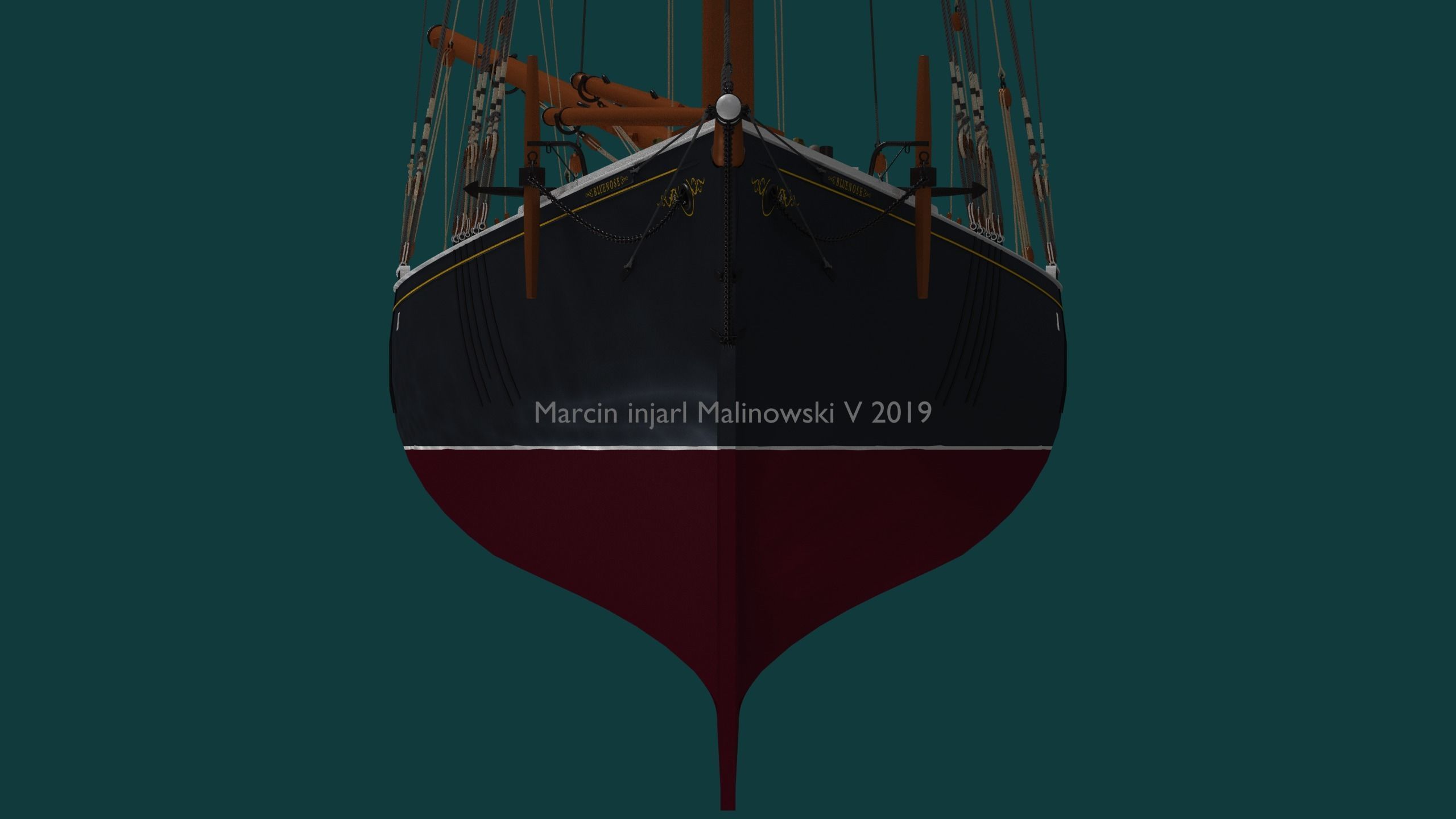 Bluenose 1921 schooner rigged historically accurate  3D model_3