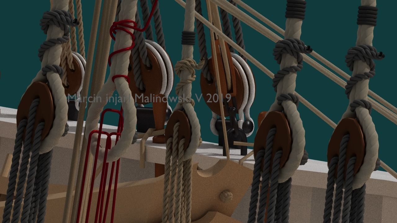 Bluenose 1921 schooner rigged historically accurate  3D model_8