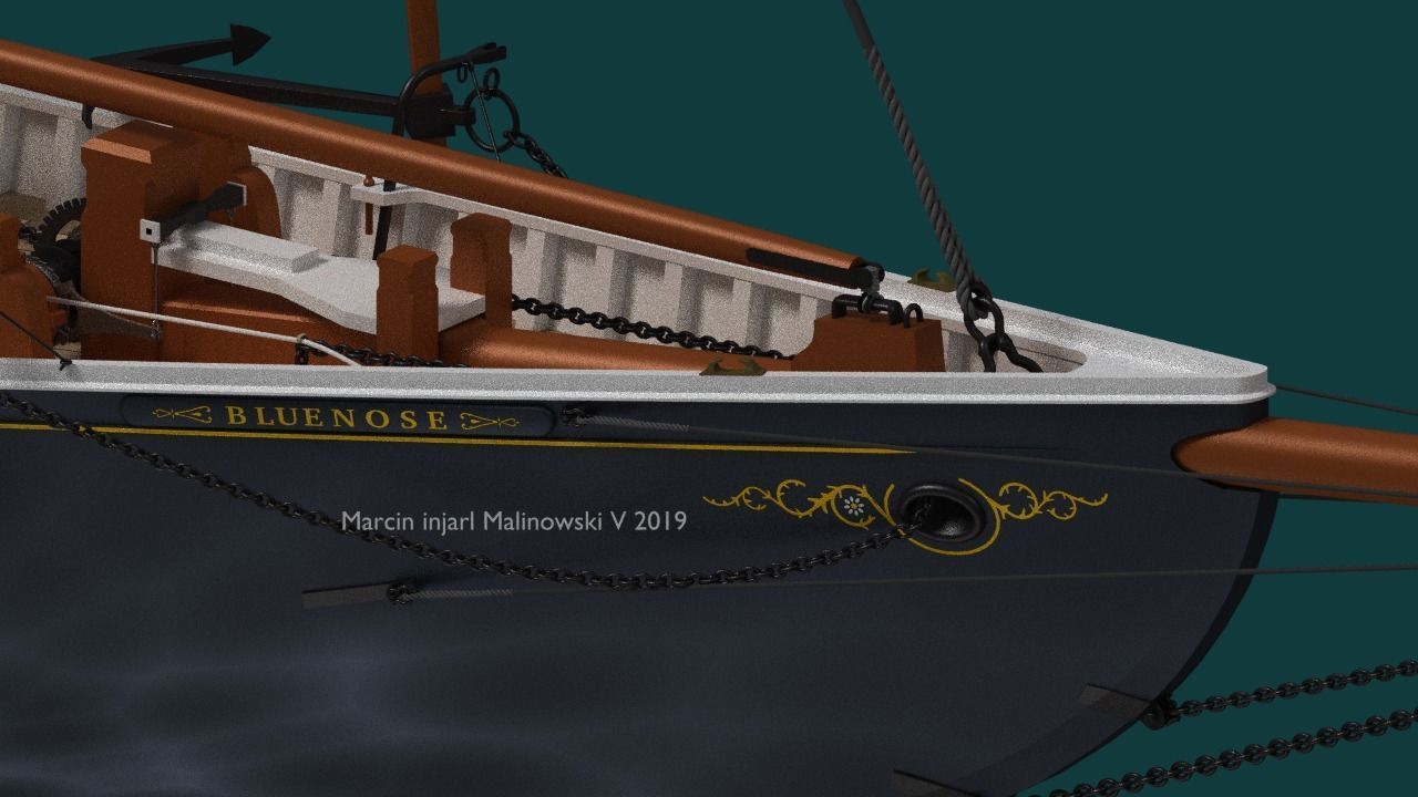Bluenose 1921 schooner rigged historically accurate  3D model_10