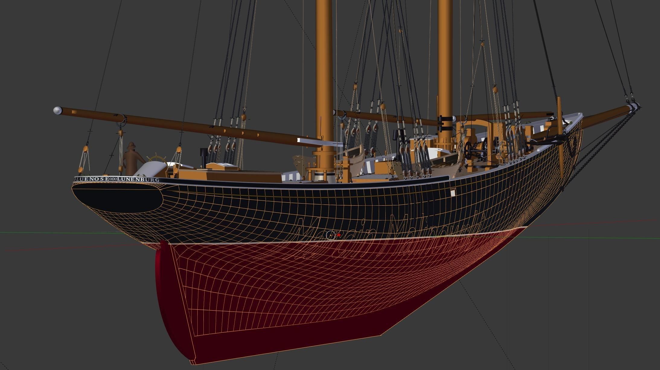 Bluenose 1921 schooner rigged historically accurate  3D model_15