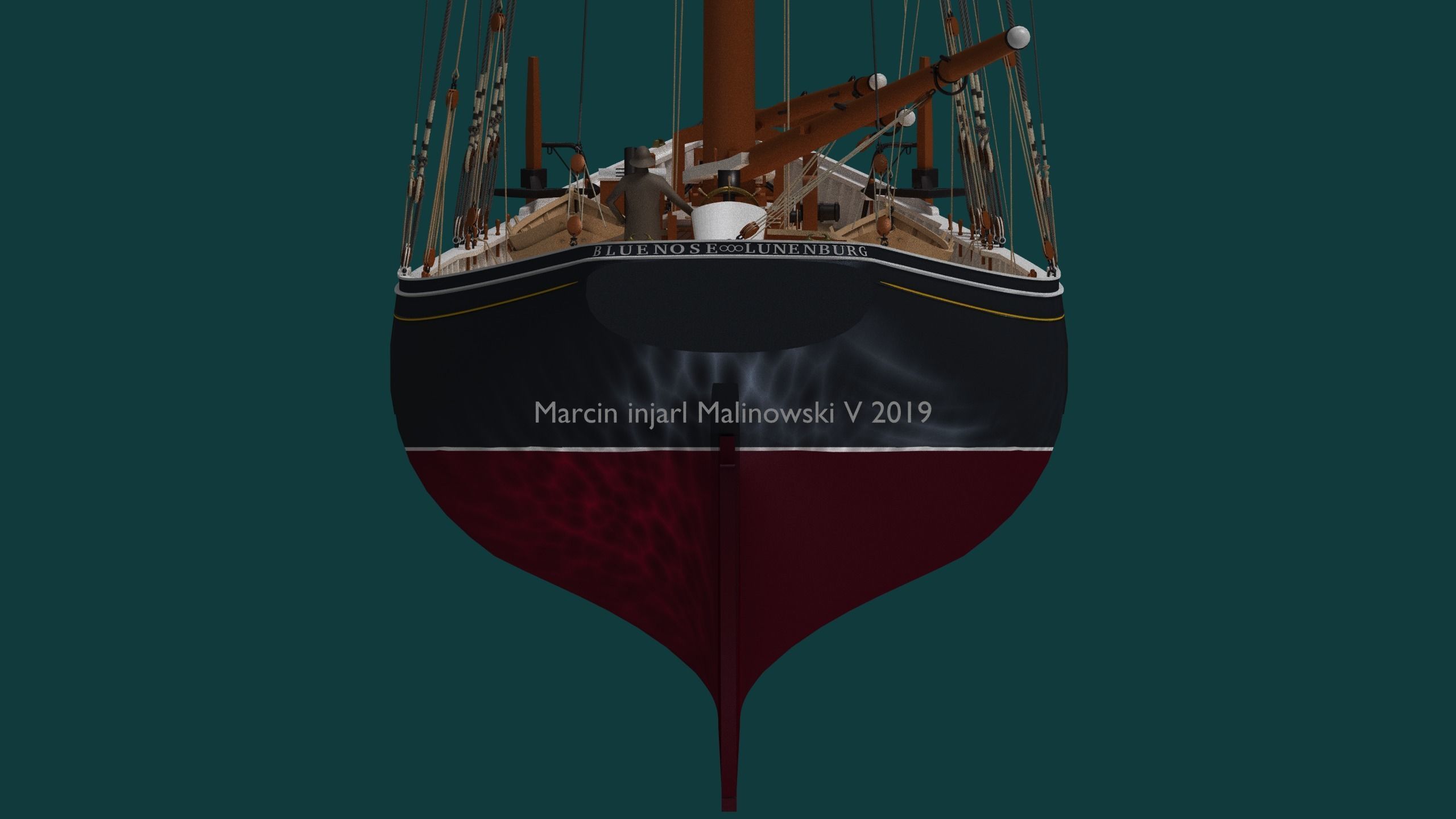 Bluenose 1921 schooner rigged historically accurate  3D model_4