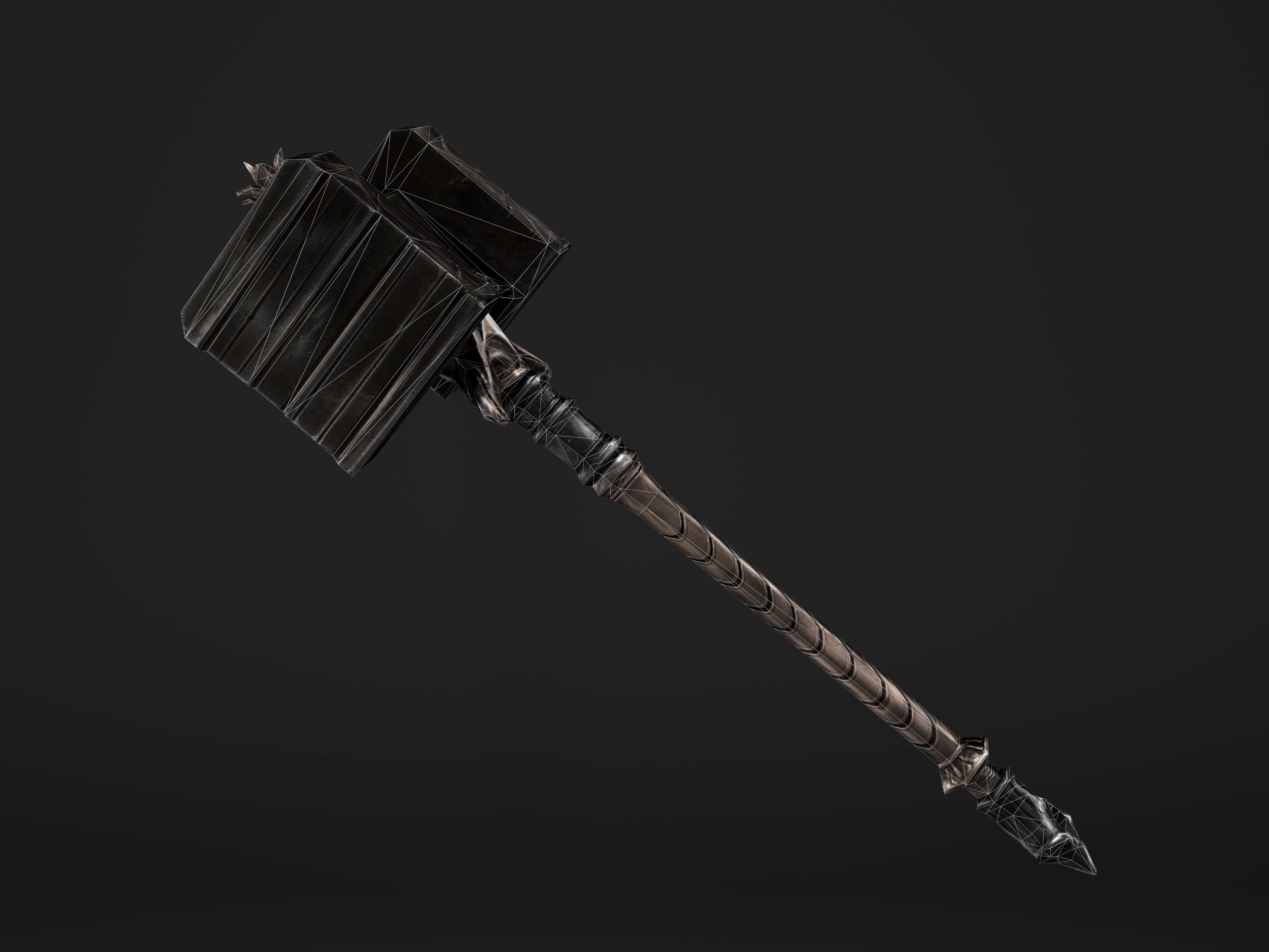 Shaker - Heavy Golden Warhammer Low-poly 3D model_11