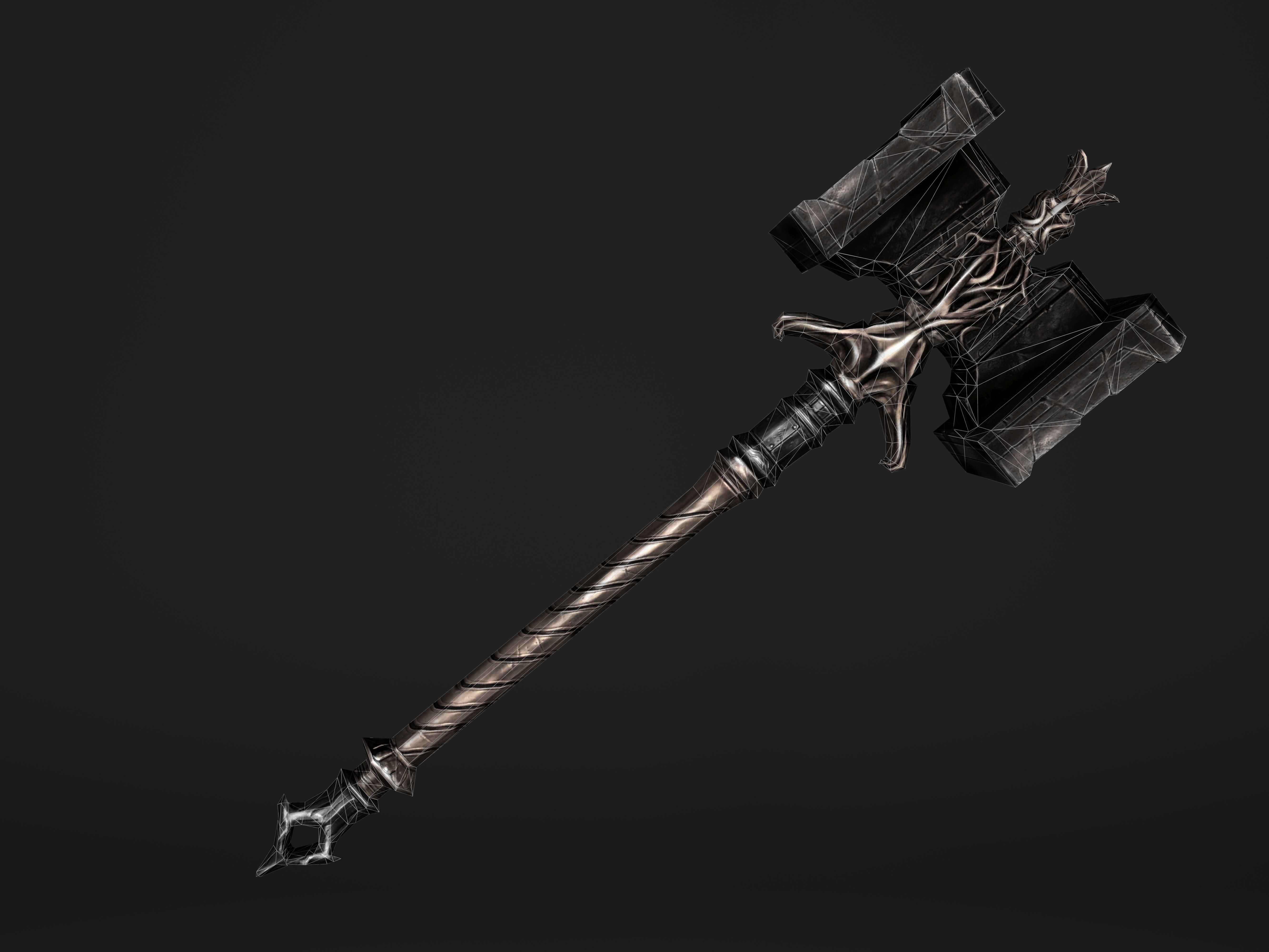 Shaker - Heavy Golden Warhammer Low-poly 3D model_39