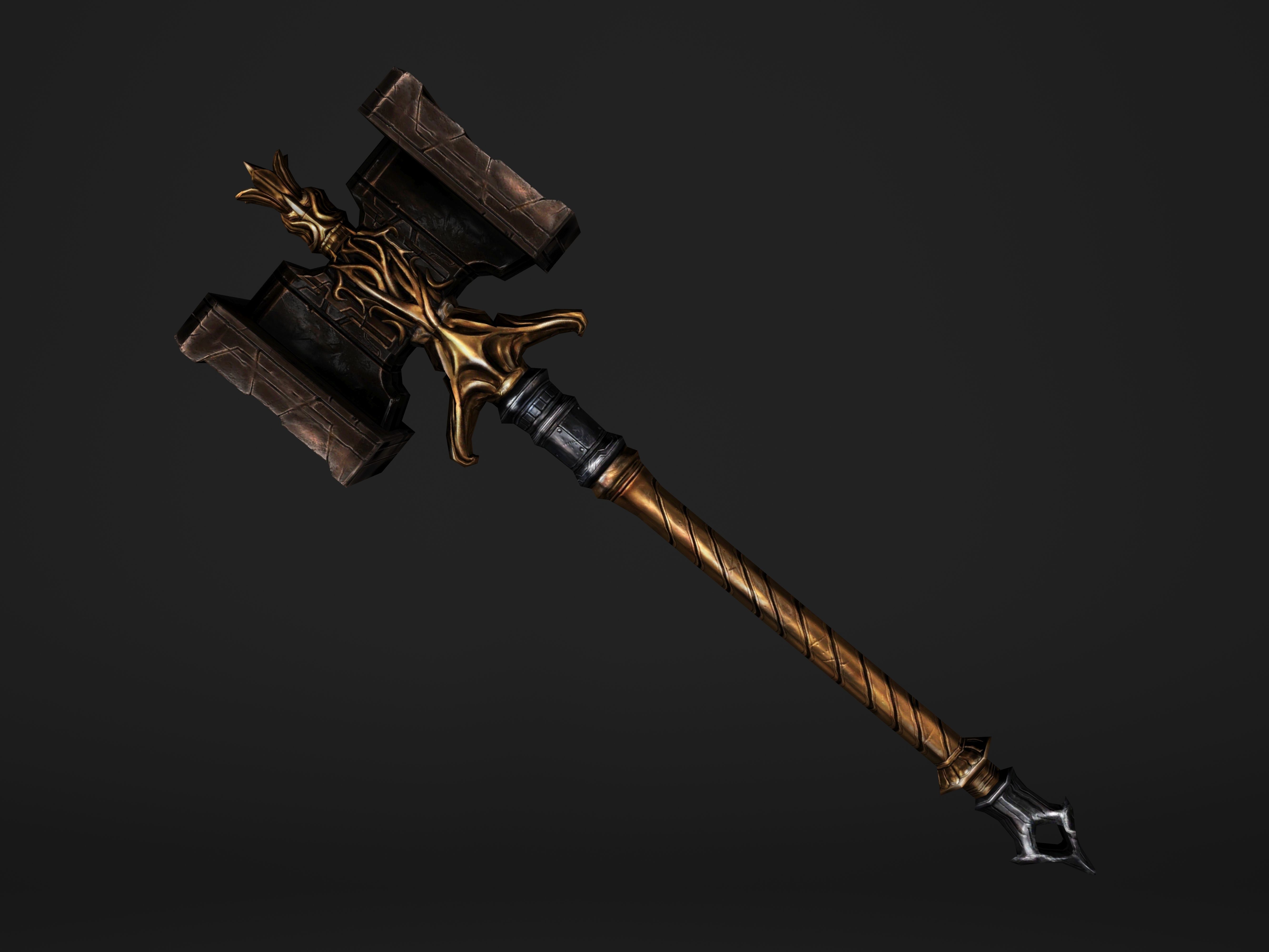 Shaker - Heavy Golden Warhammer Low-poly 3D model_2