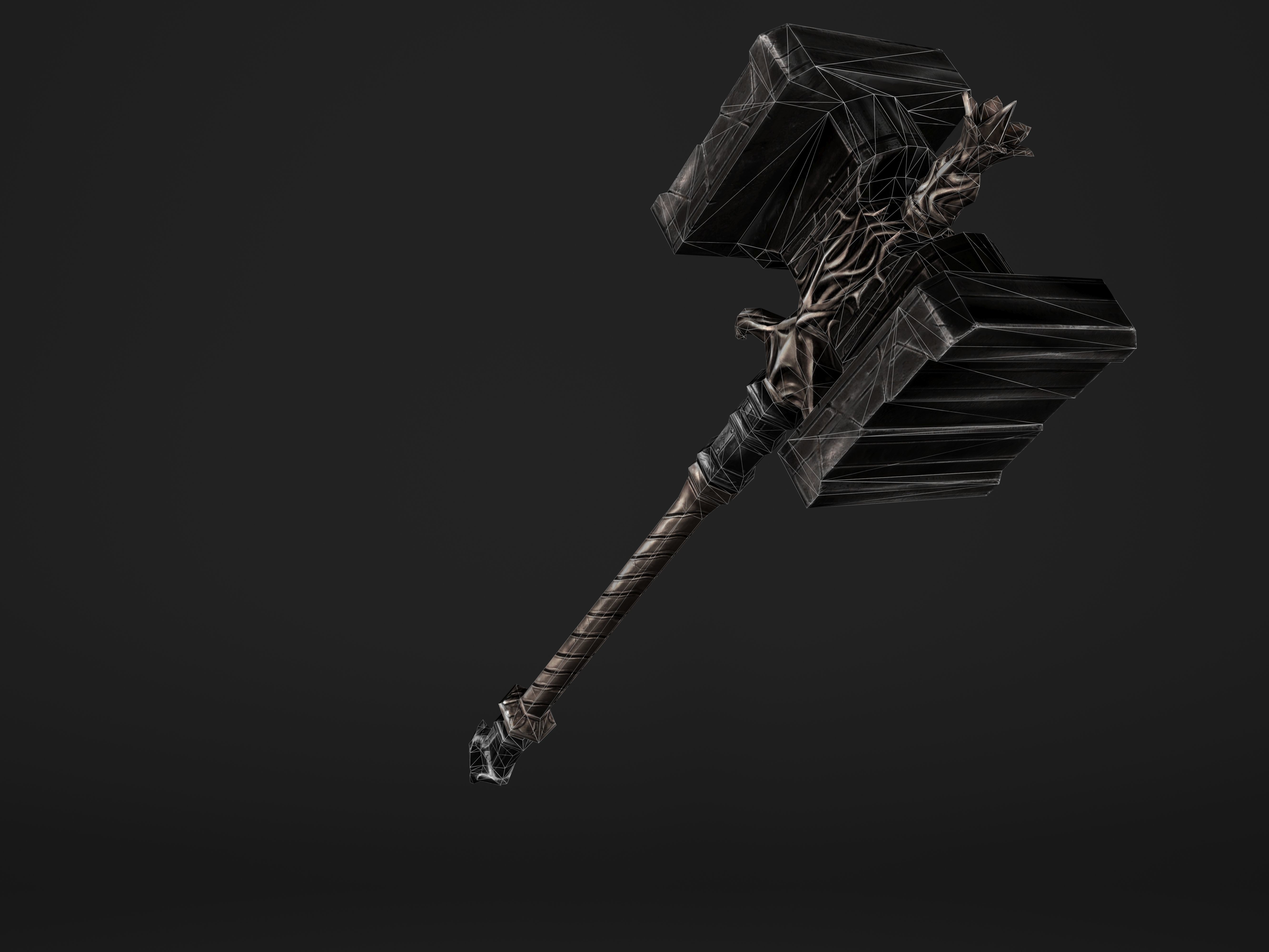 Shaker - Heavy Golden Warhammer Low-poly 3D model_33