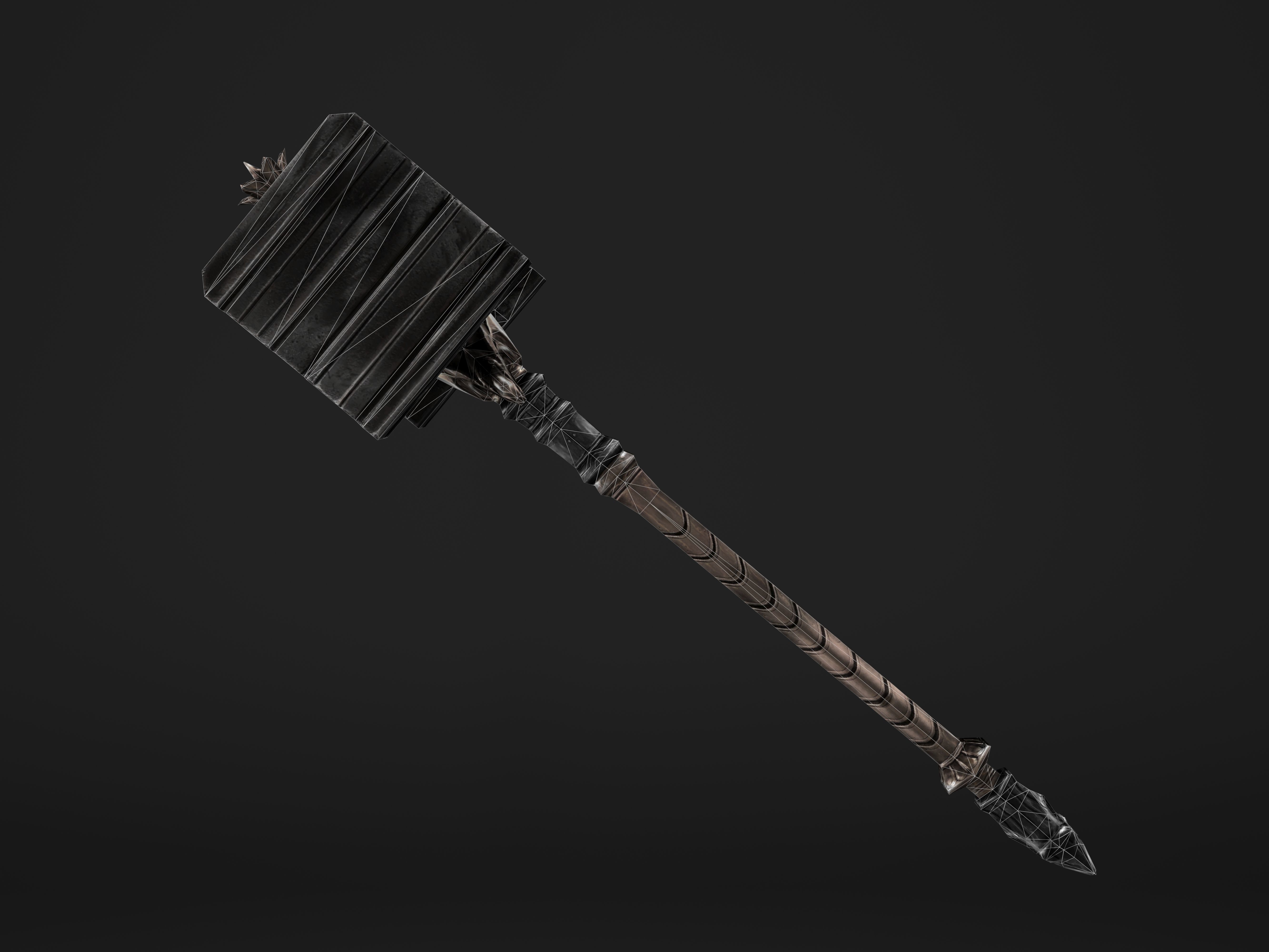 Shaker - Heavy Golden Warhammer Low-poly 3D model_13