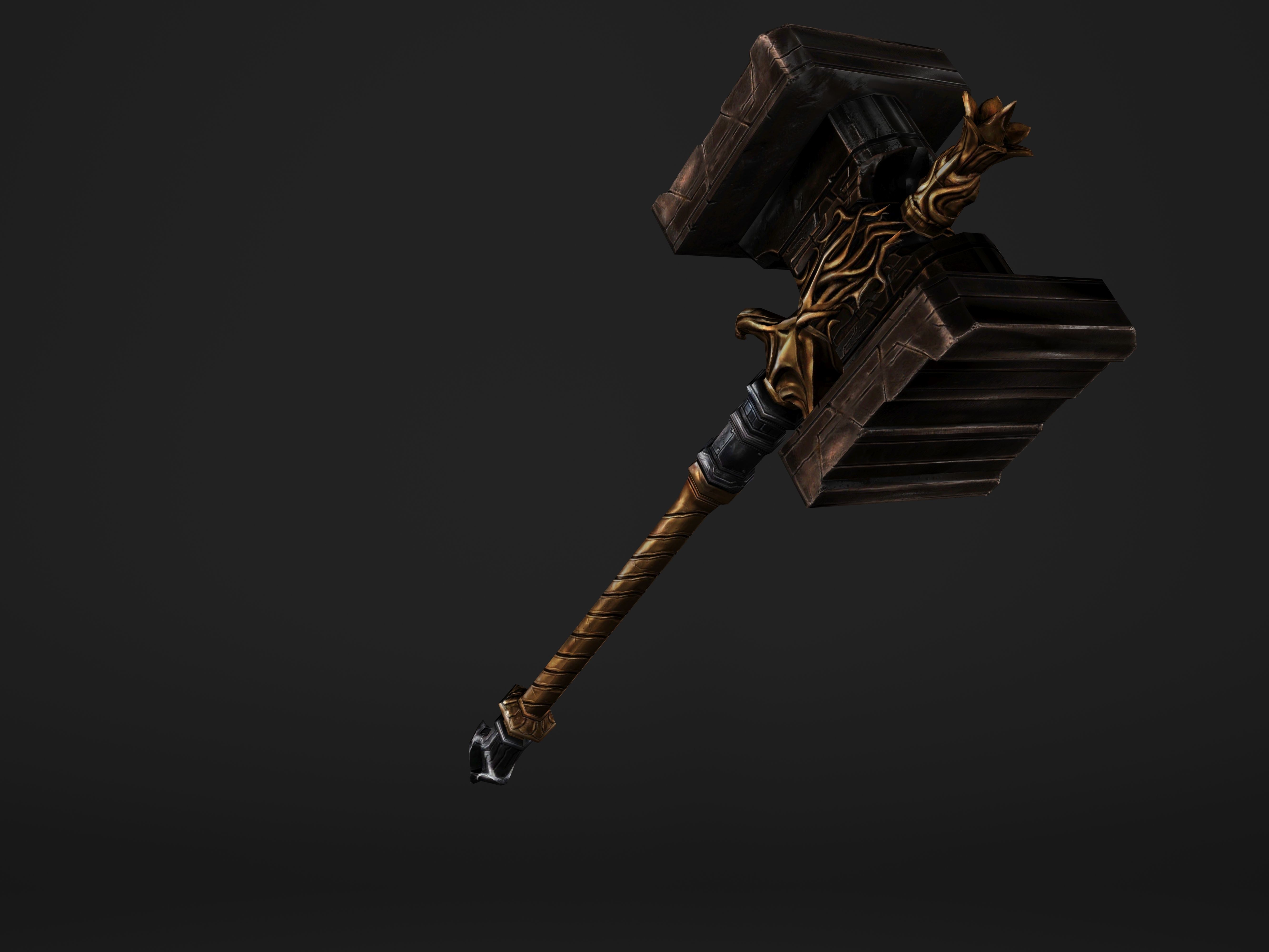 Shaker - Heavy Golden Warhammer Low-poly 3D model_32