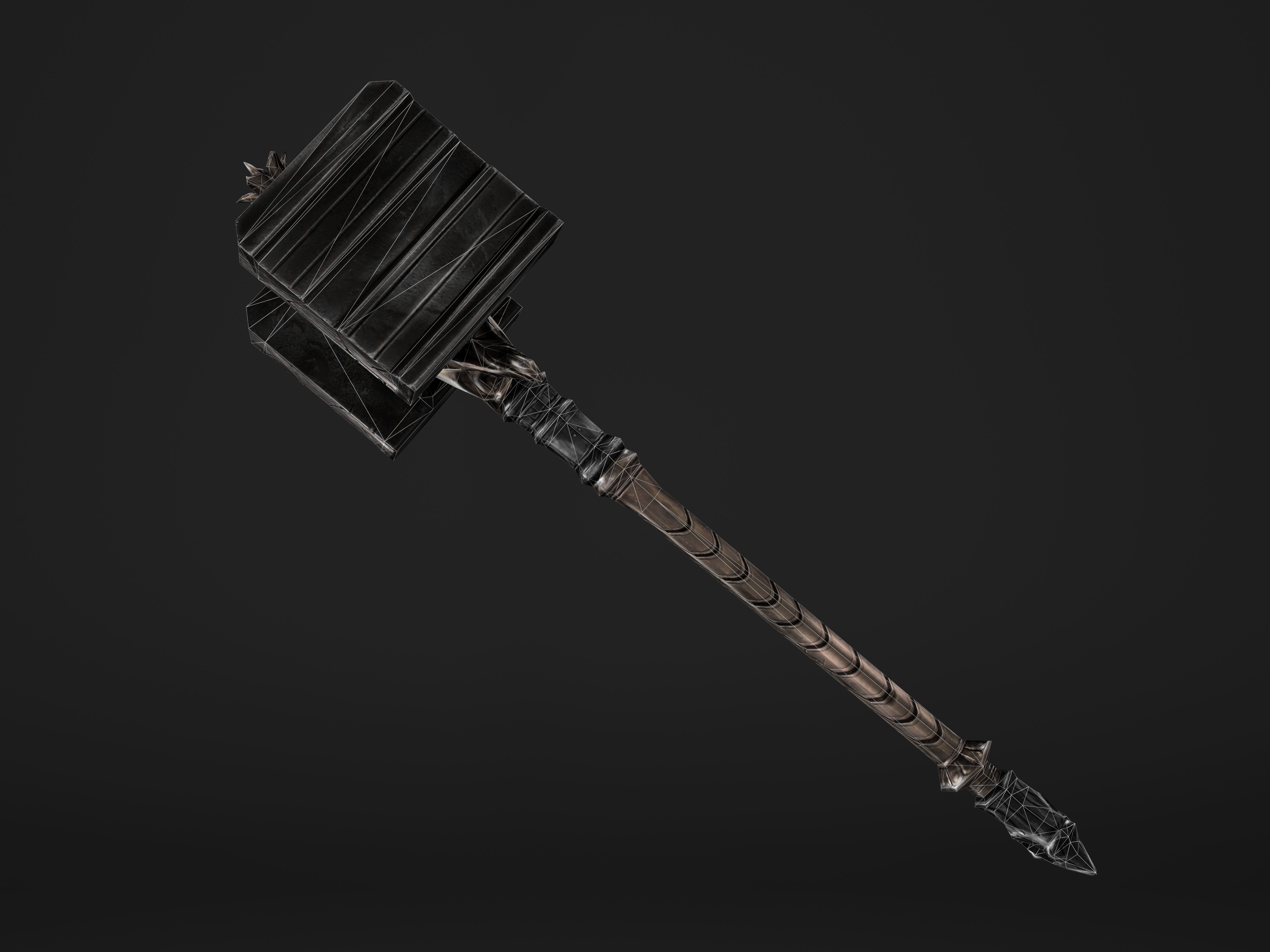 Shaker - Heavy Golden Warhammer Low-poly 3D model_15