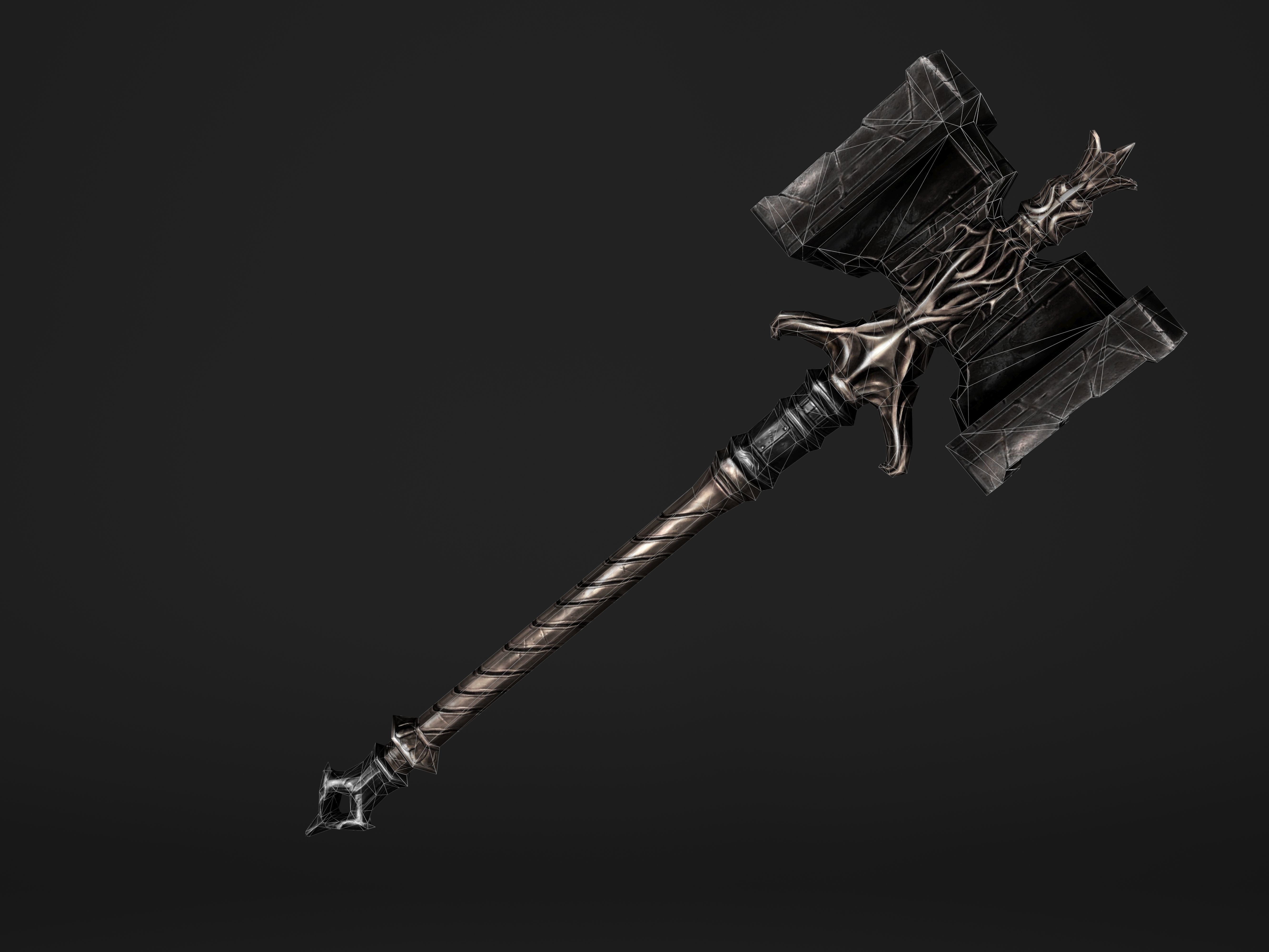 Shaker - Heavy Golden Warhammer Low-poly 3D model_37