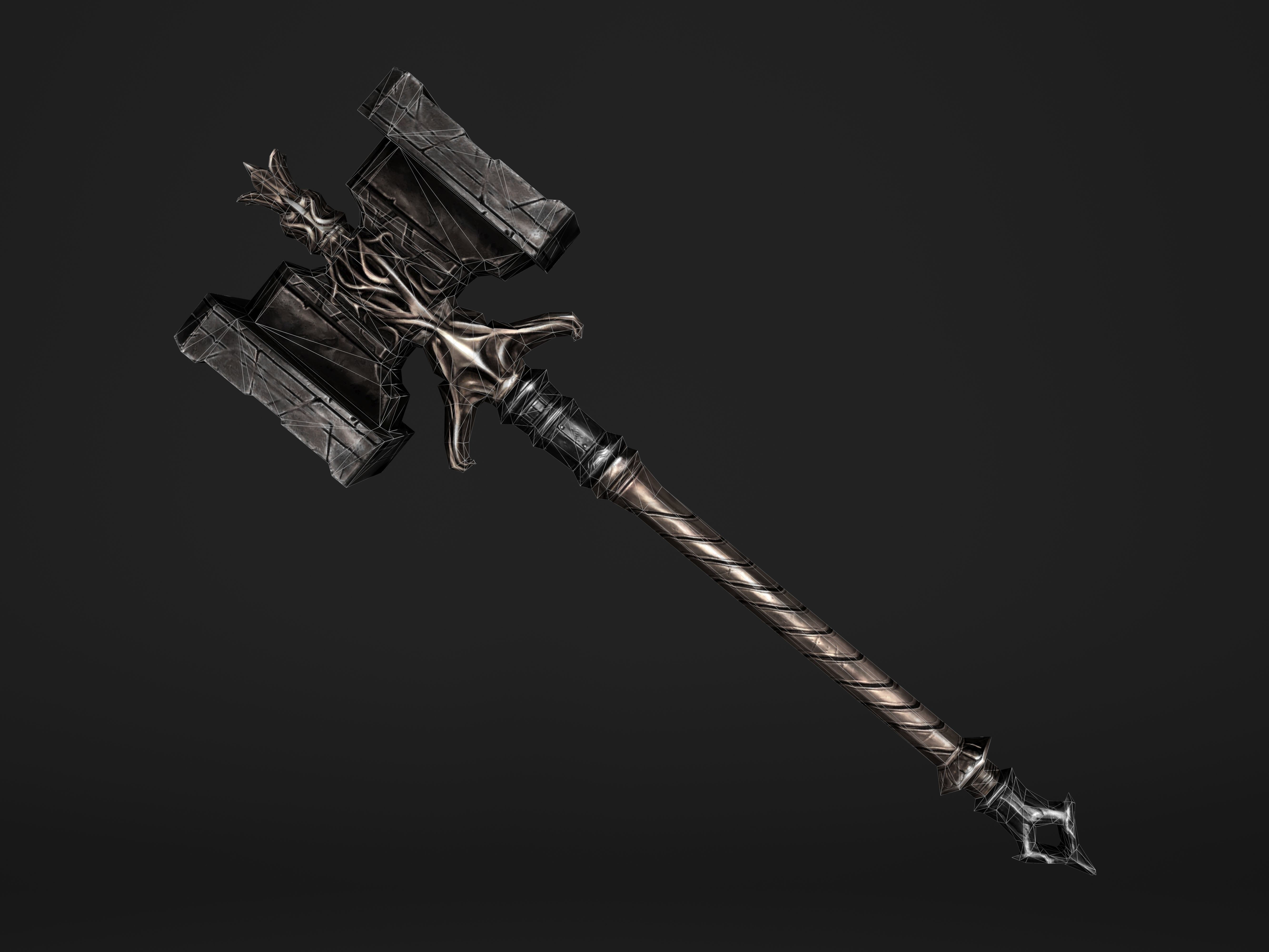 Shaker - Heavy Golden Warhammer Low-poly 3D model_23