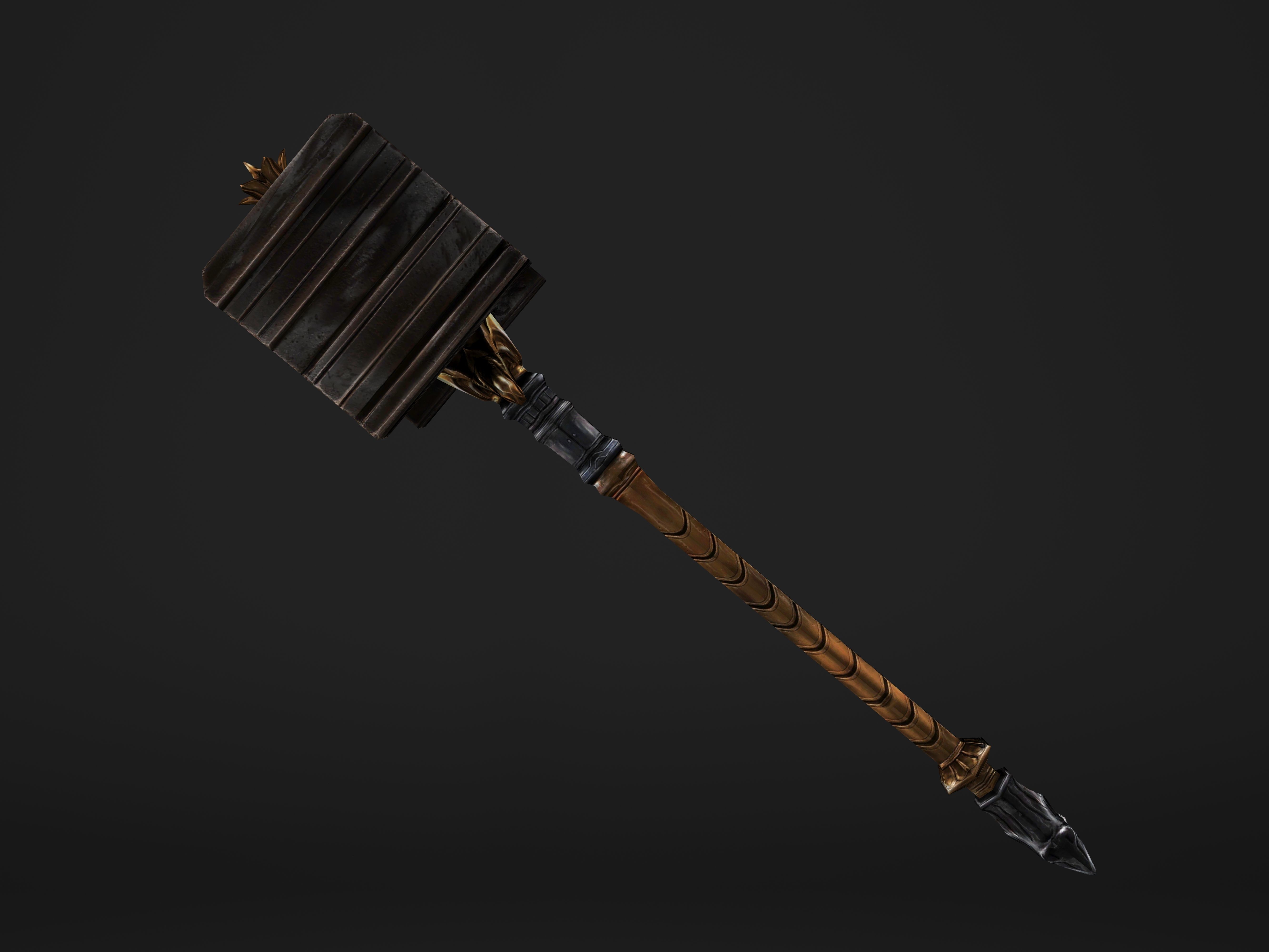 Shaker - Heavy Golden Warhammer Low-poly 3D model_12