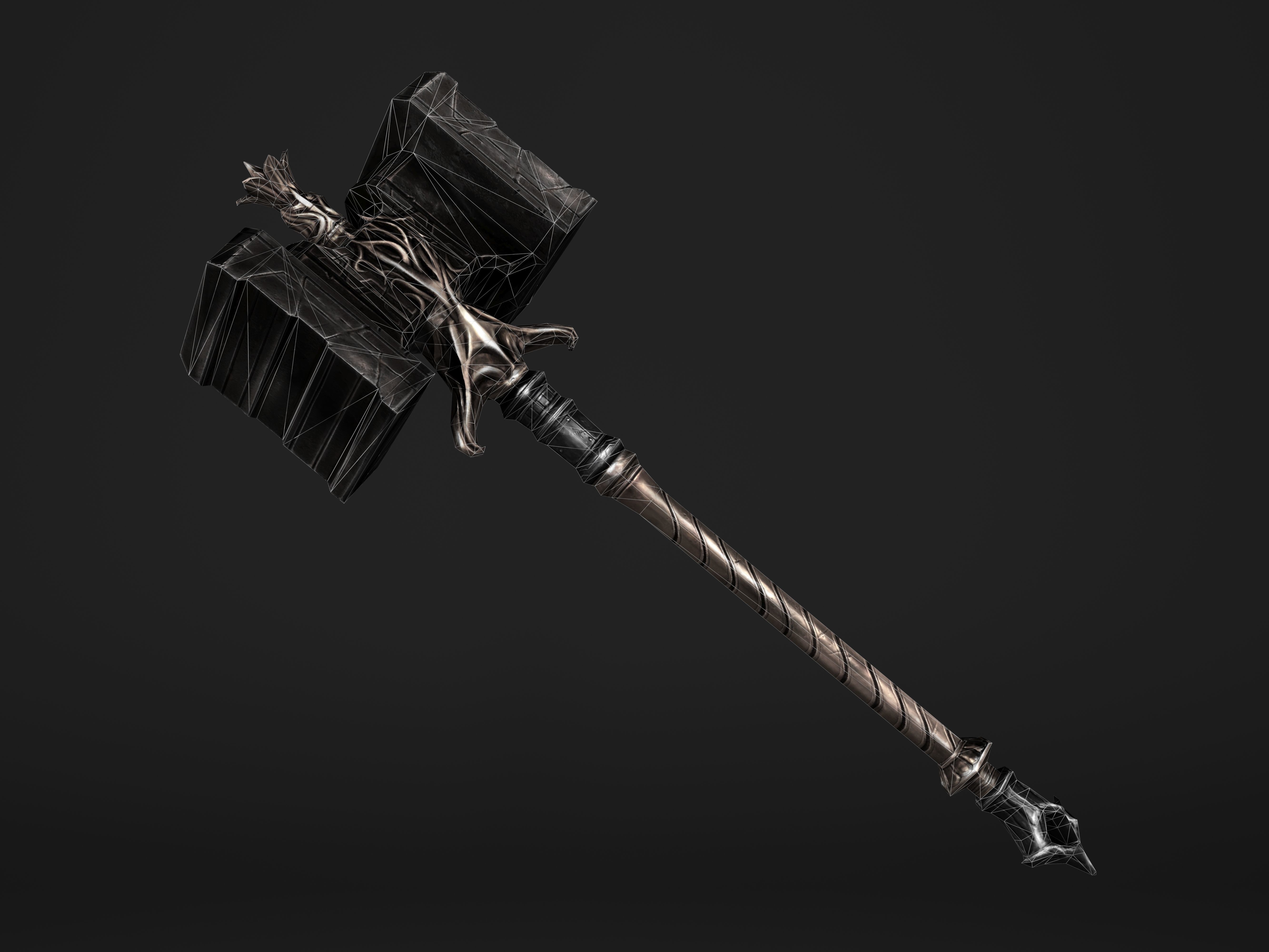 Shaker - Heavy Golden Warhammer Low-poly 3D model_7