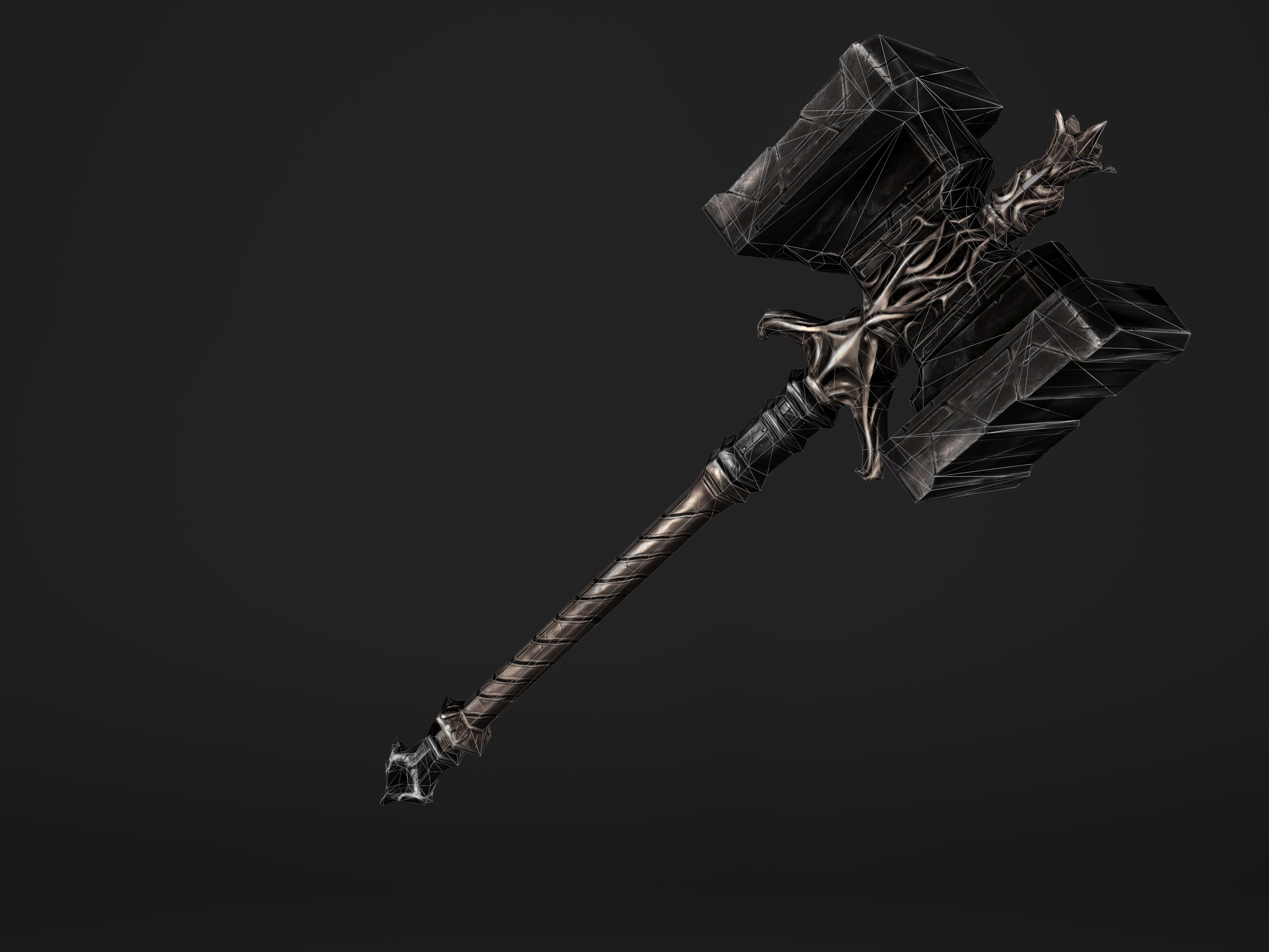 Shaker - Heavy Golden Warhammer Low-poly 3D model_35