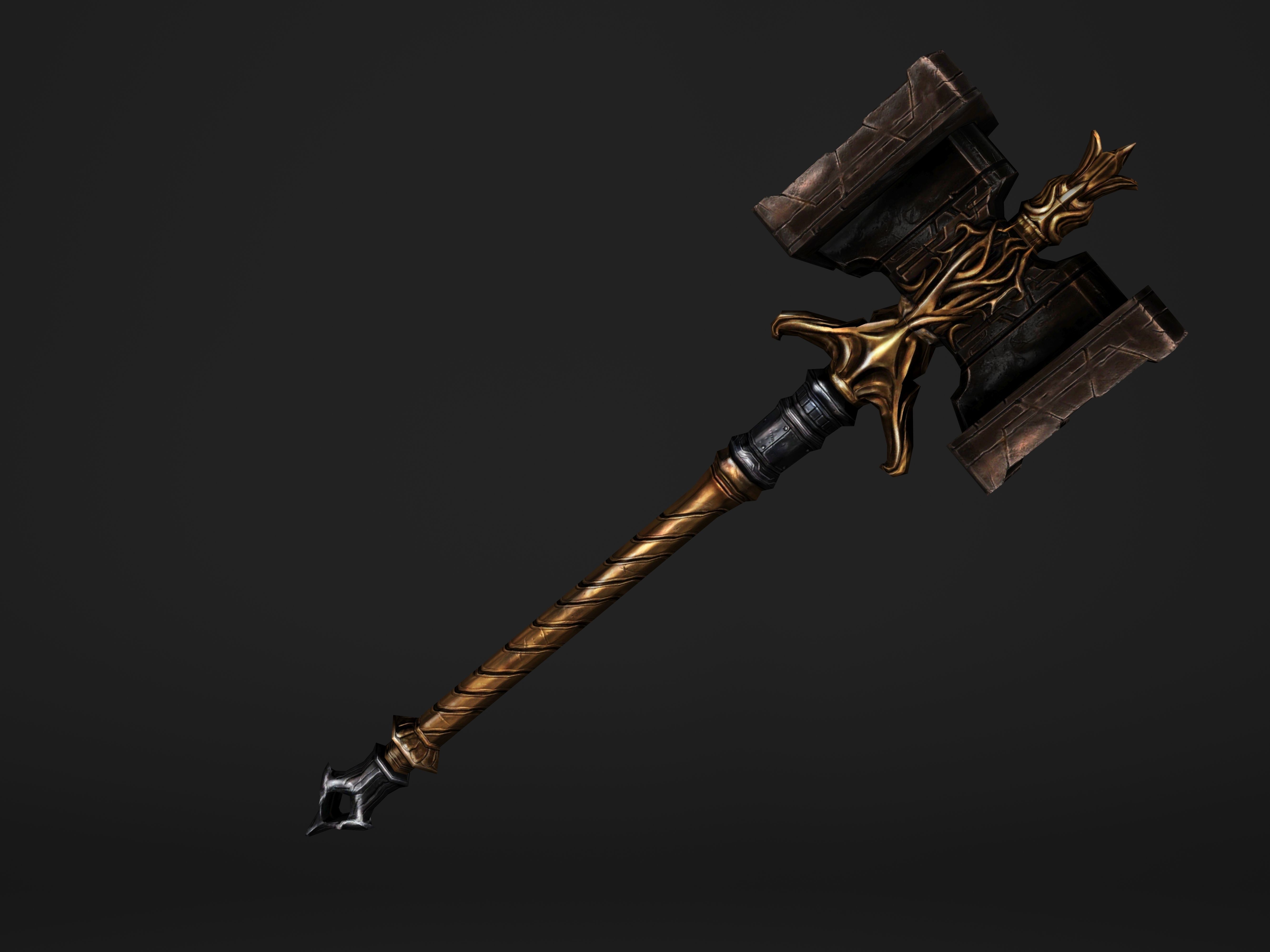 Shaker - Heavy Golden Warhammer Low-poly 3D model_36