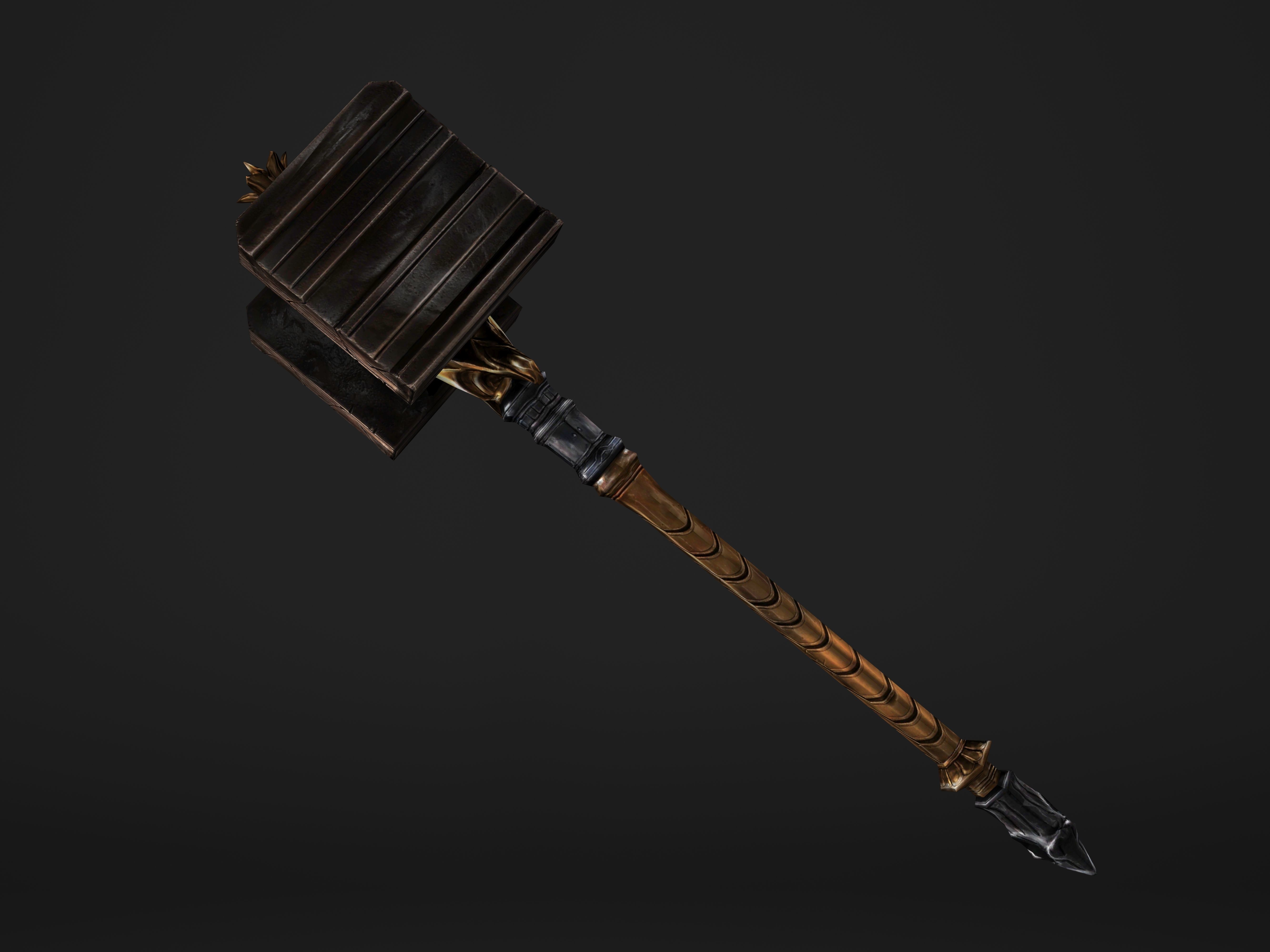 Shaker - Heavy Golden Warhammer Low-poly 3D model_14