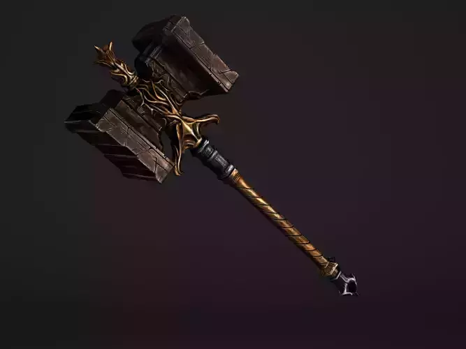 Shaker - Heavy Golden Warhammer Low-poly 3D model