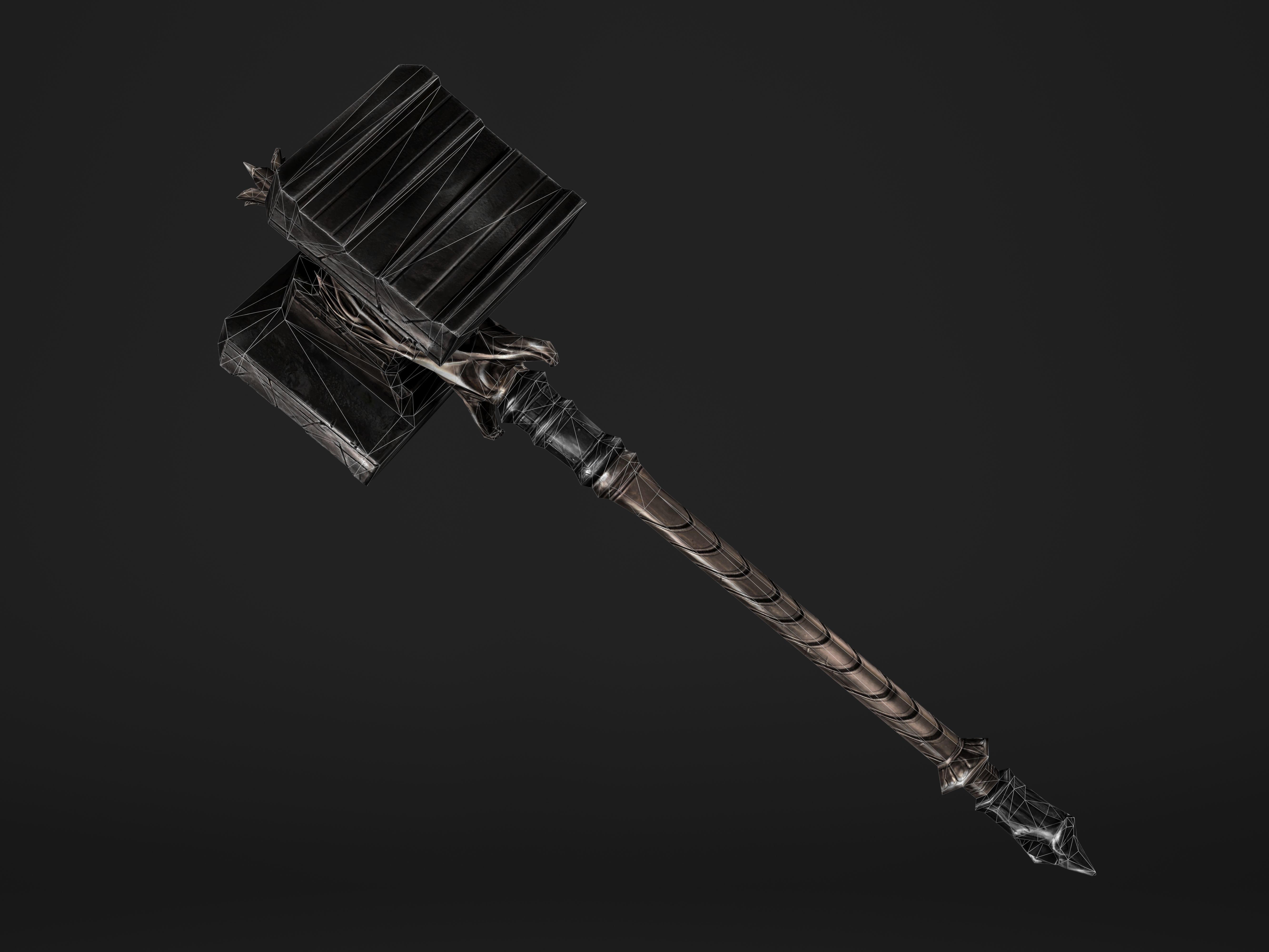 Shaker - Heavy Golden Warhammer Low-poly 3D model_17