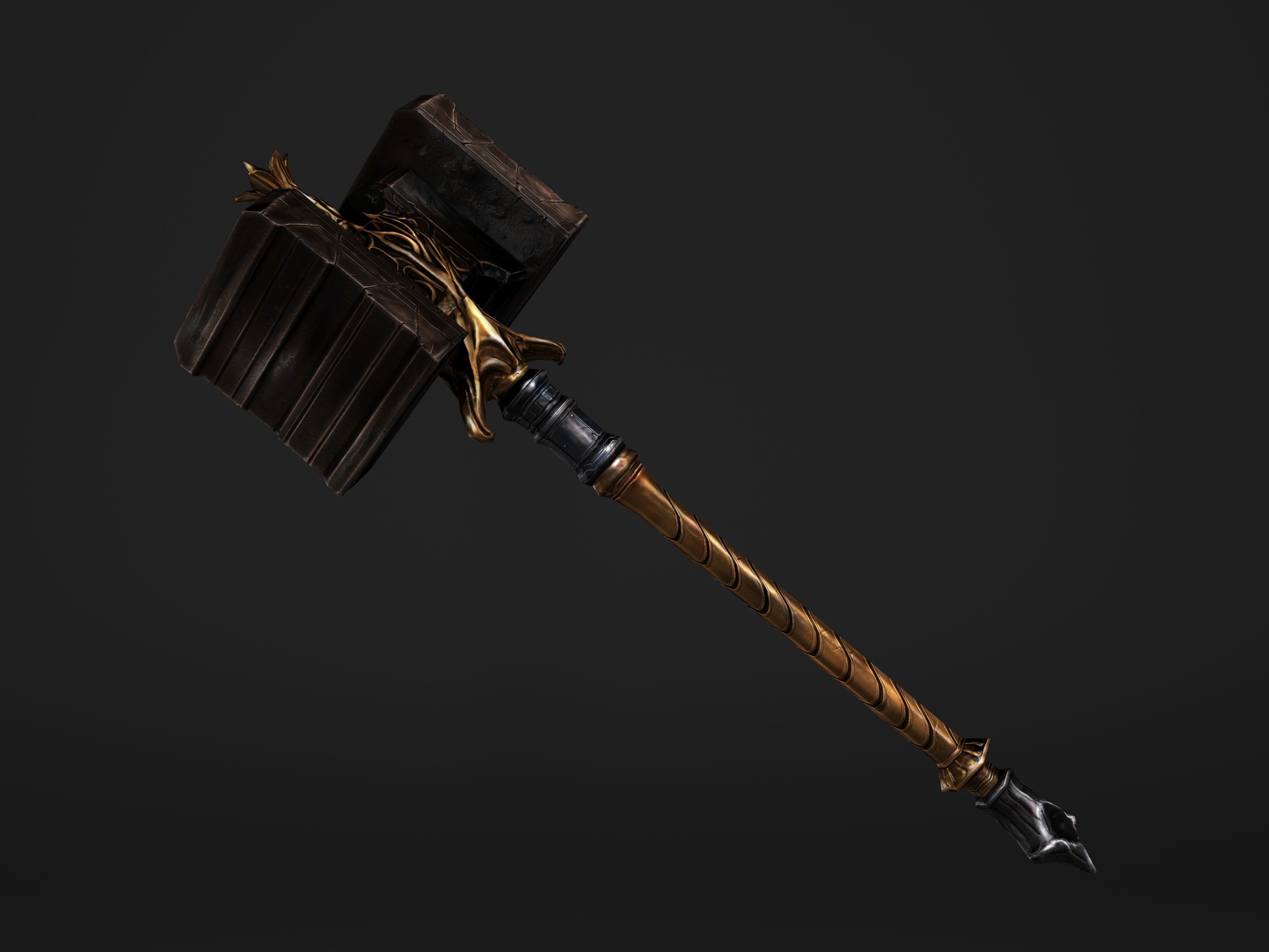 Shaker - Heavy Golden Warhammer Low-poly 3D model_8