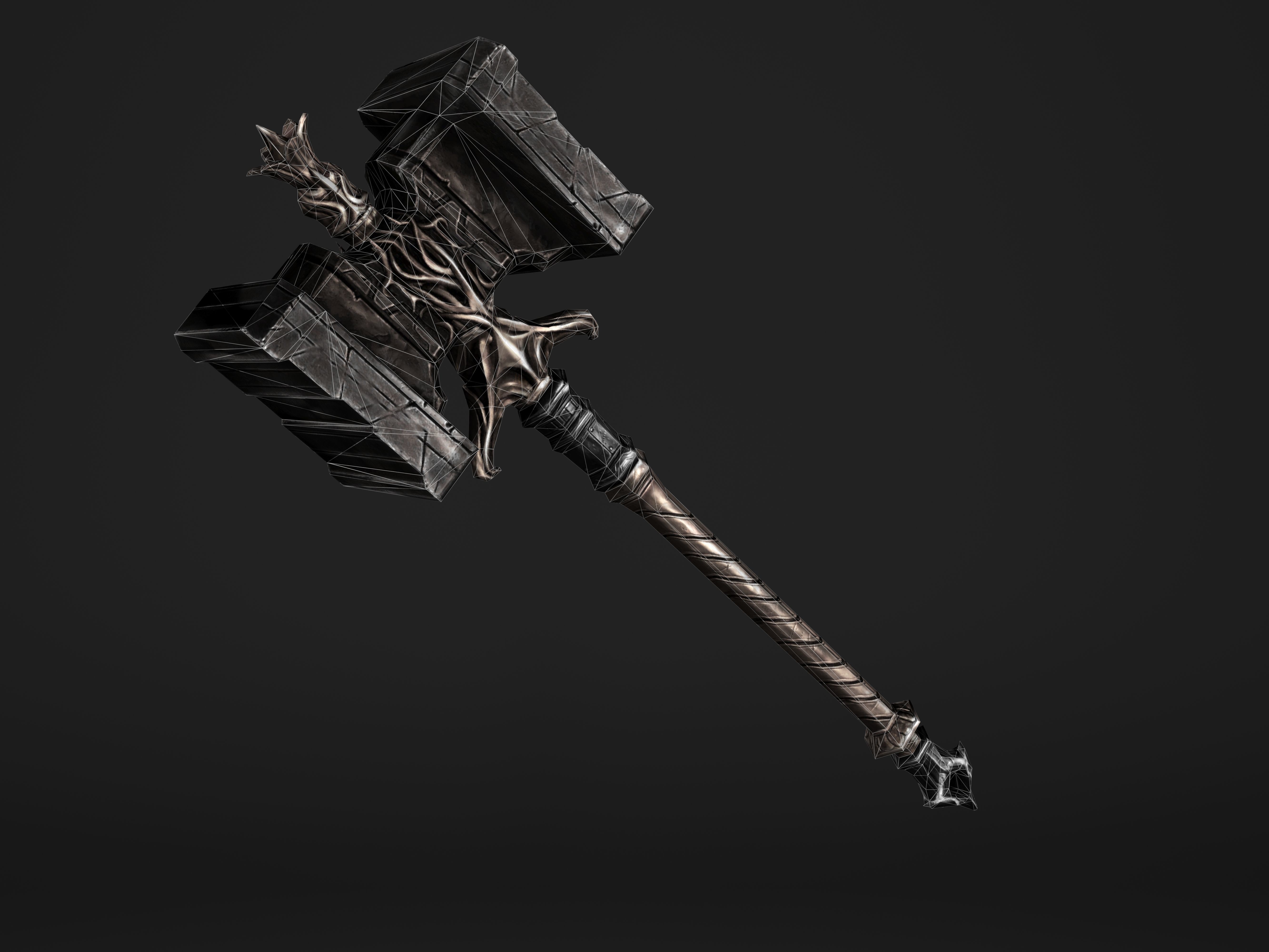 Shaker - Heavy Golden Warhammer Low-poly 3D model_1