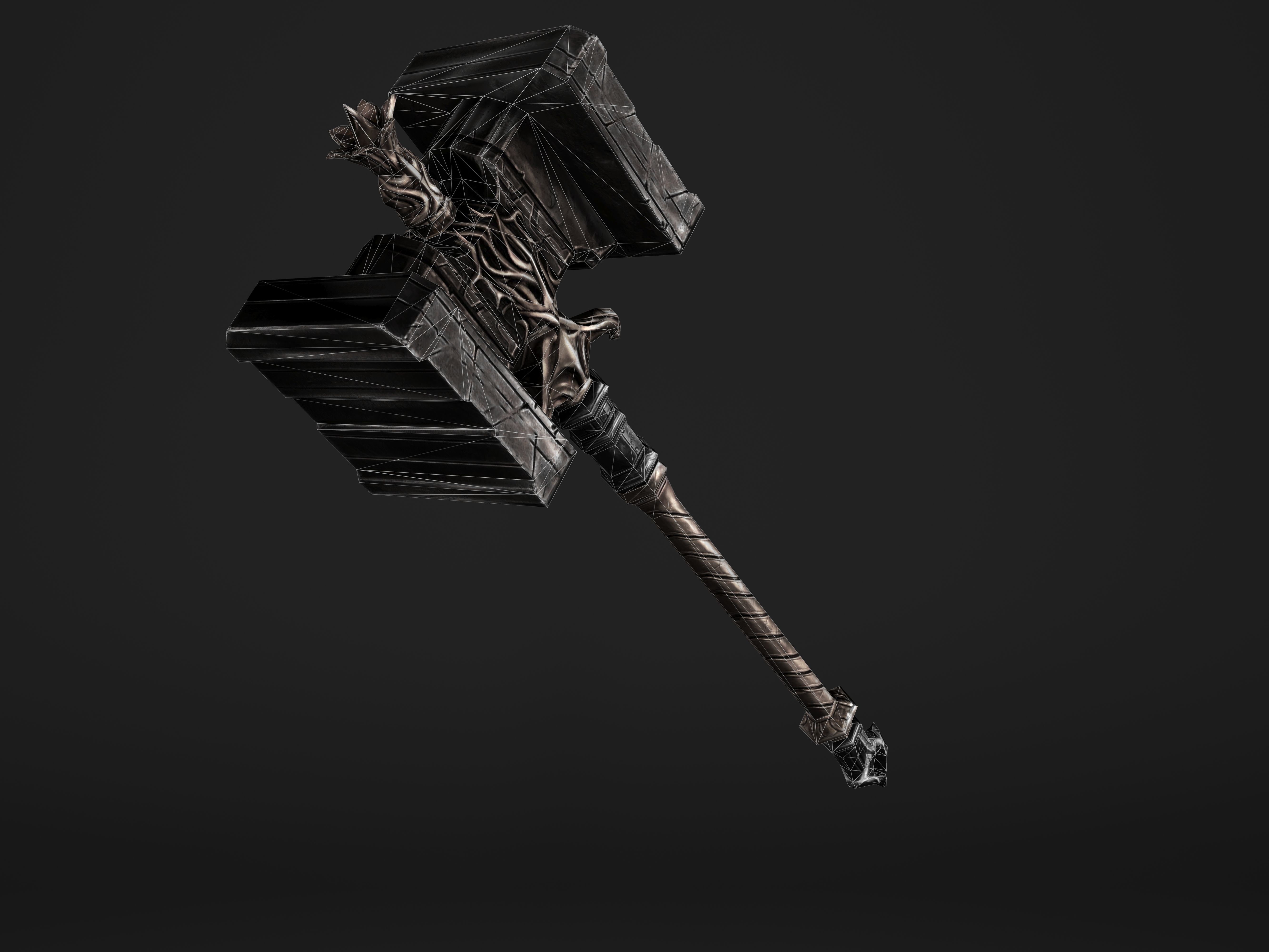 Shaker - Heavy Golden Warhammer Low-poly 3D model_25