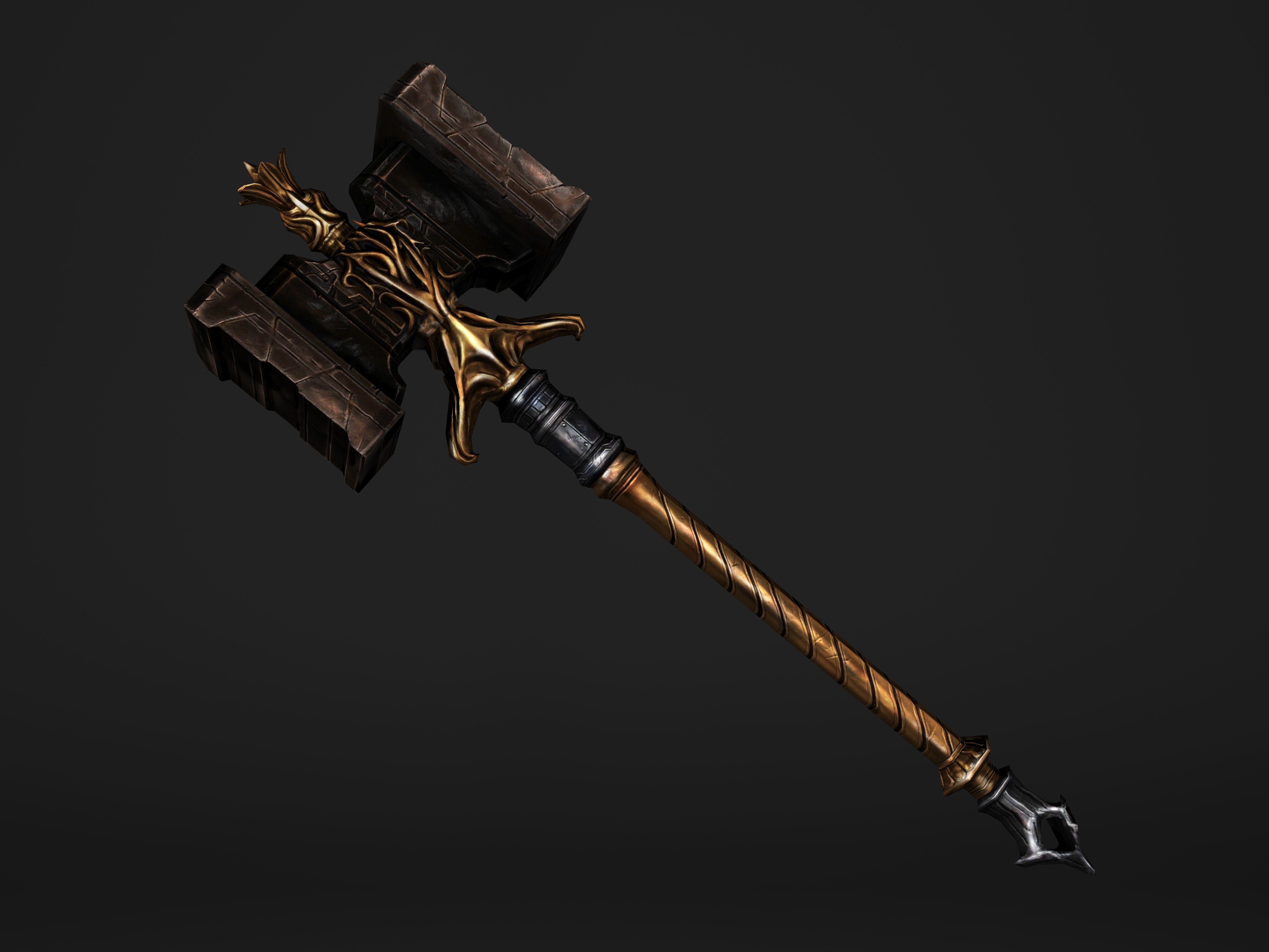 Shaker - Heavy Golden Warhammer Low-poly 3D model_4