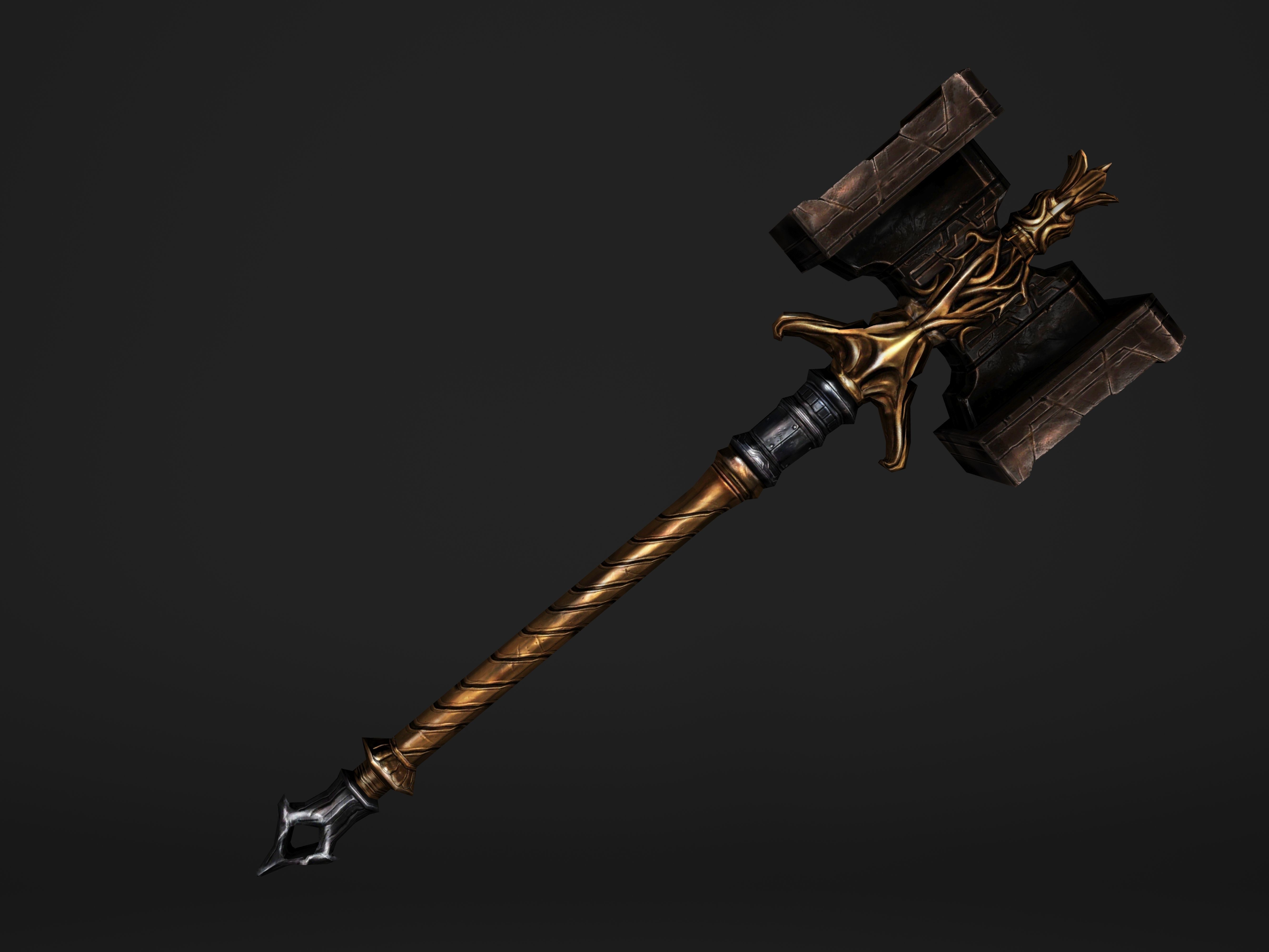 Shaker - Heavy Golden Warhammer Low-poly 3D model_38