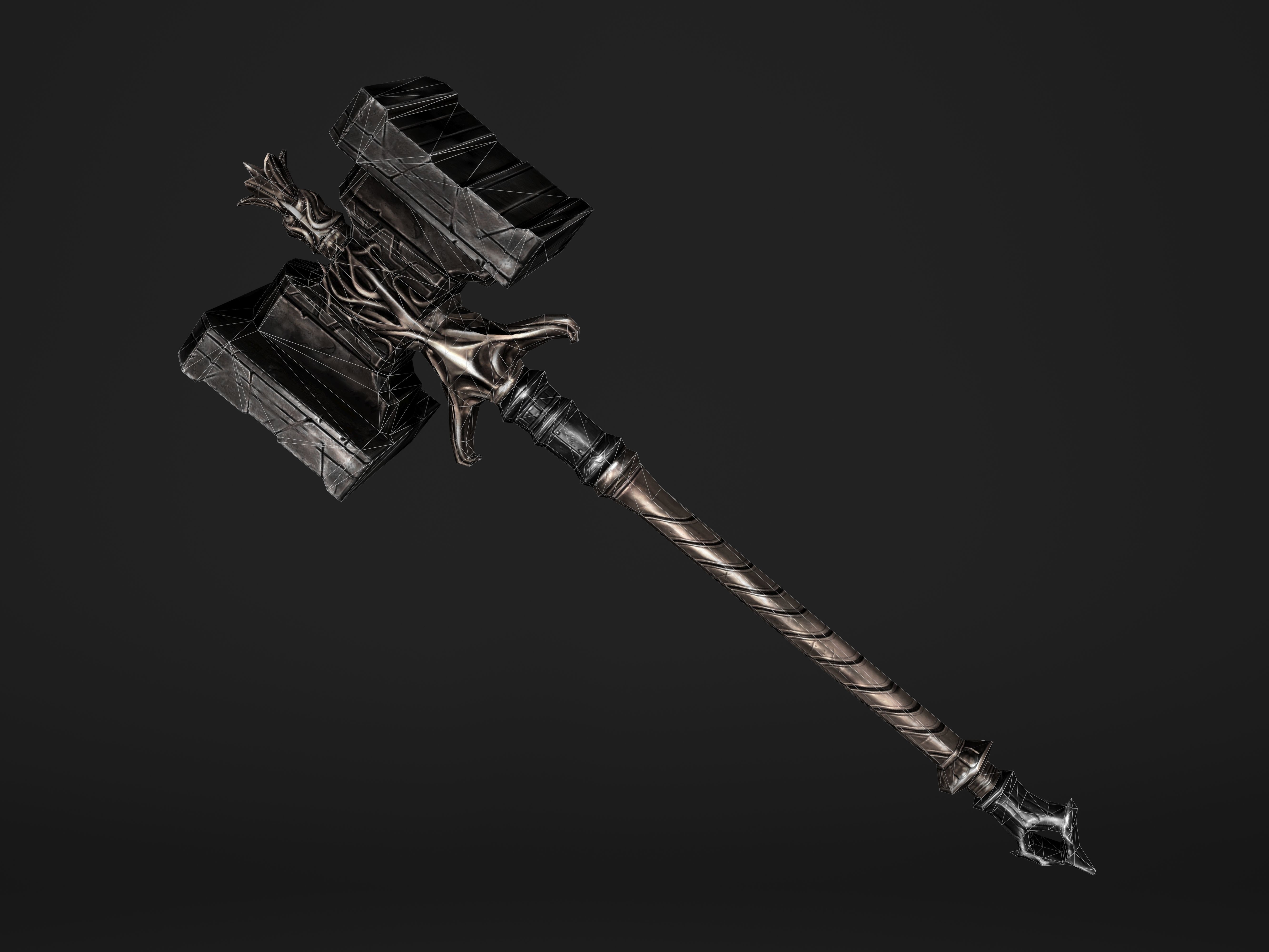 Shaker - Heavy Golden Warhammer Low-poly 3D model_21