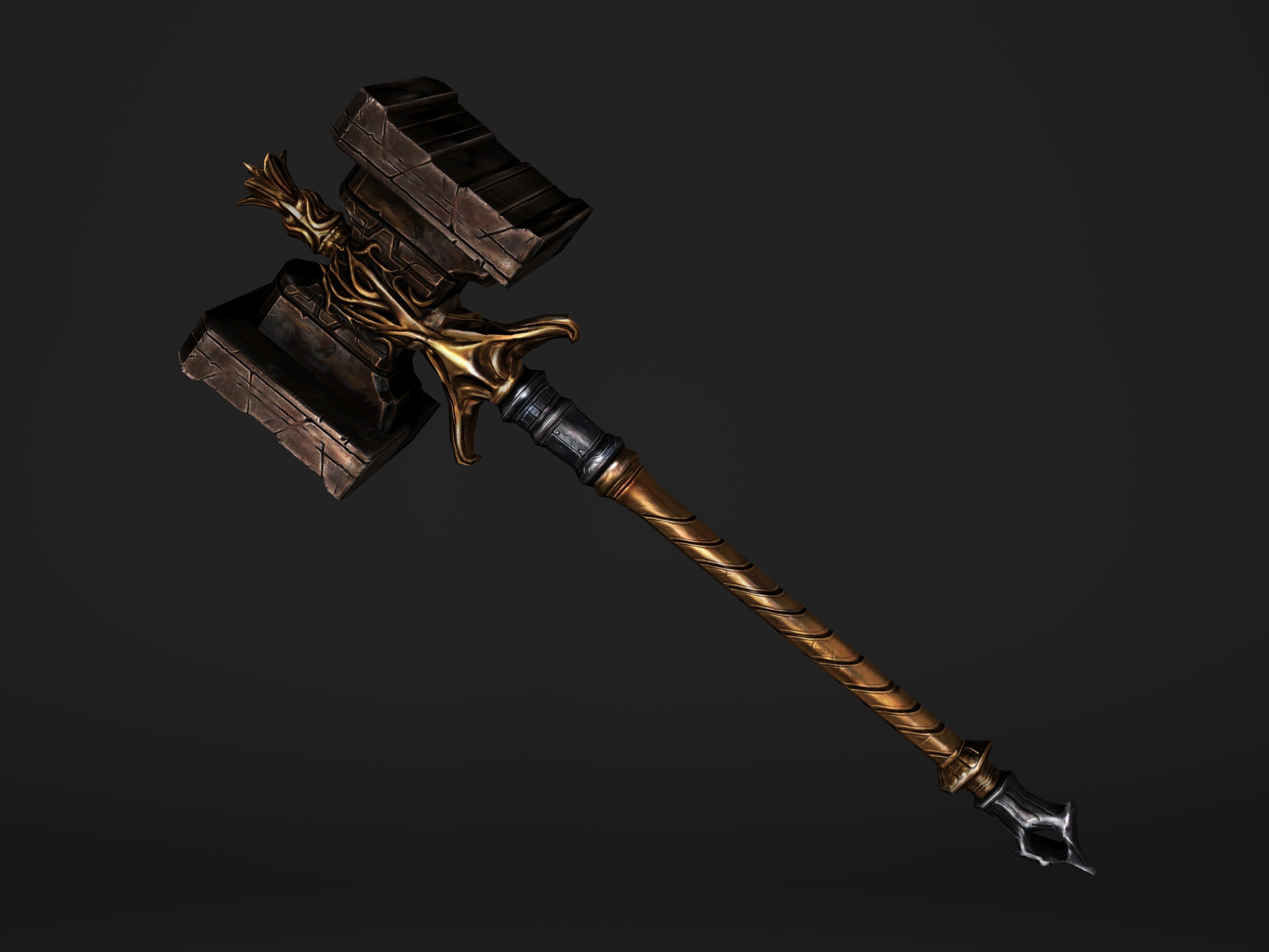 Shaker - Heavy Golden Warhammer Low-poly 3D model_20