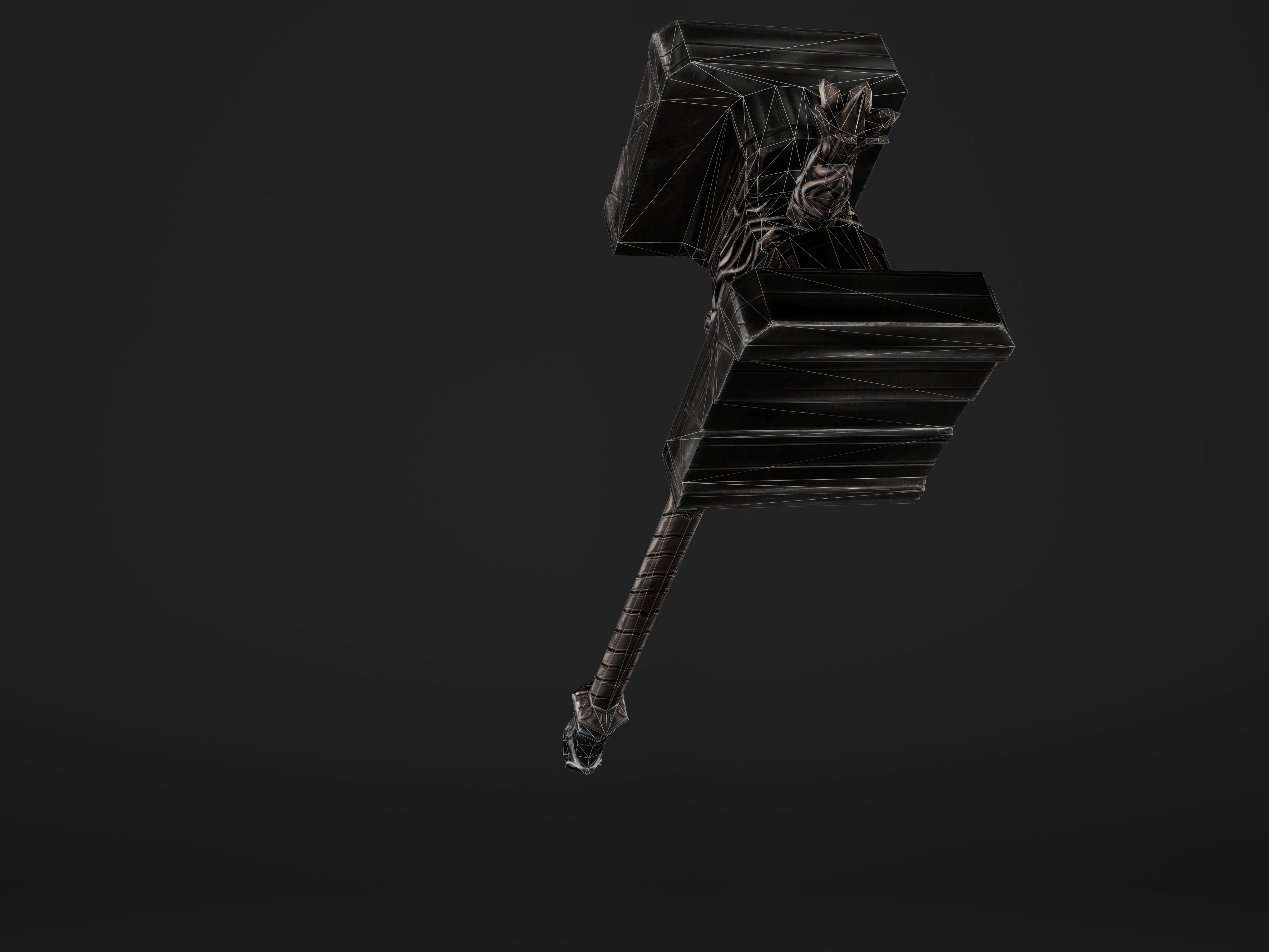 Shaker - Heavy Golden Warhammer Low-poly 3D model_31