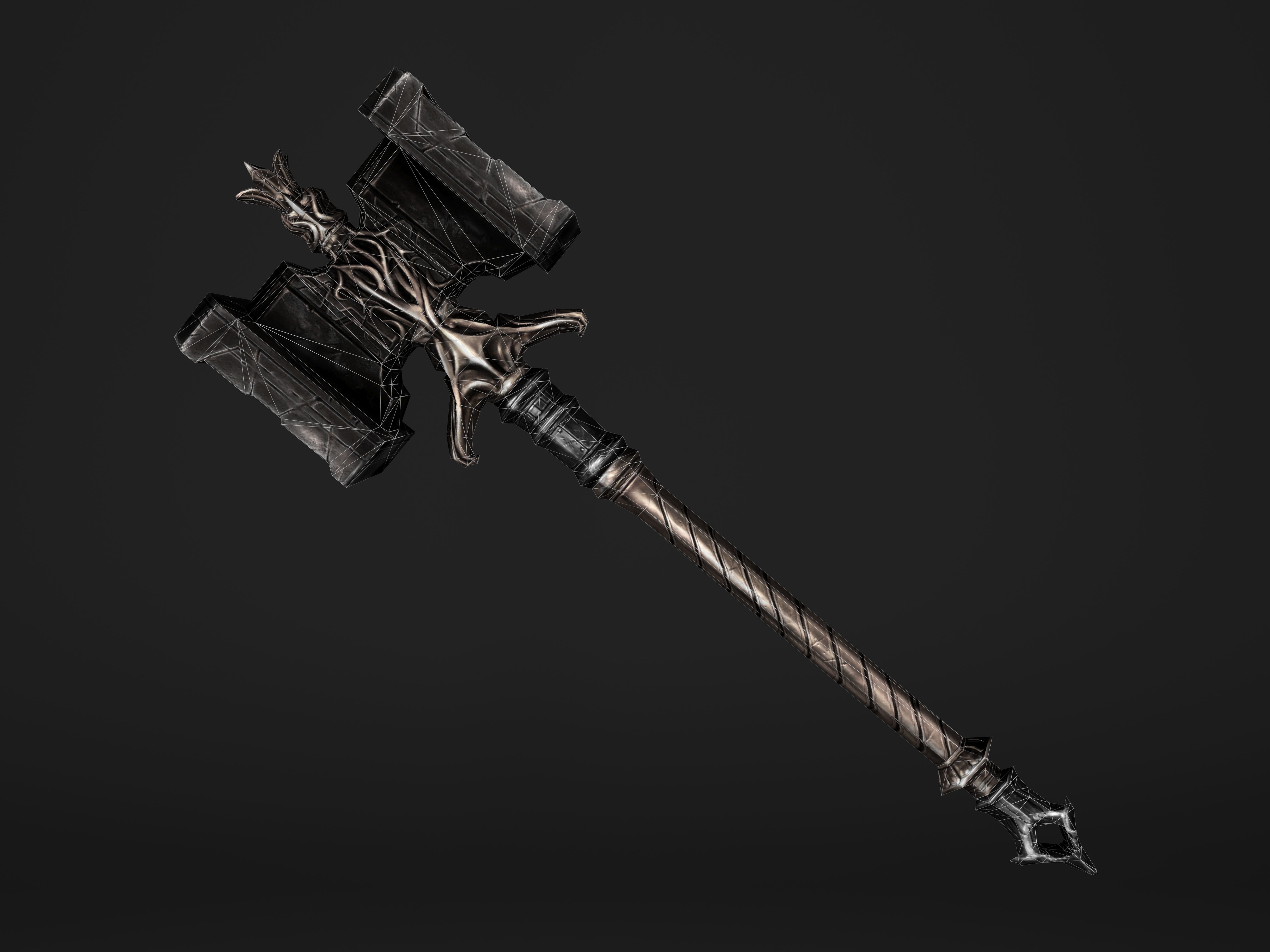 Shaker - Heavy Golden Warhammer Low-poly 3D model_3