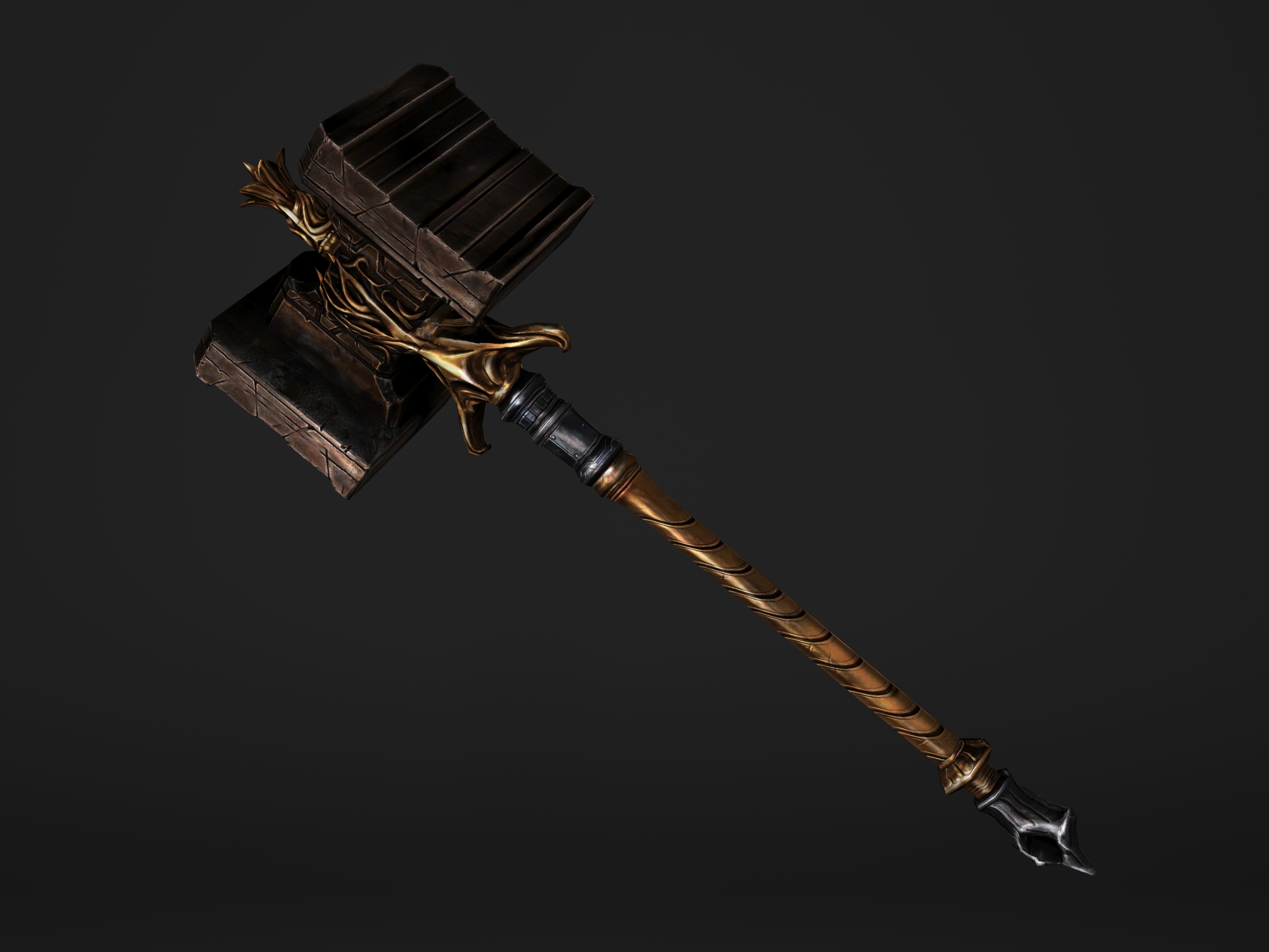 Shaker - Heavy Golden Warhammer Low-poly 3D model_18
