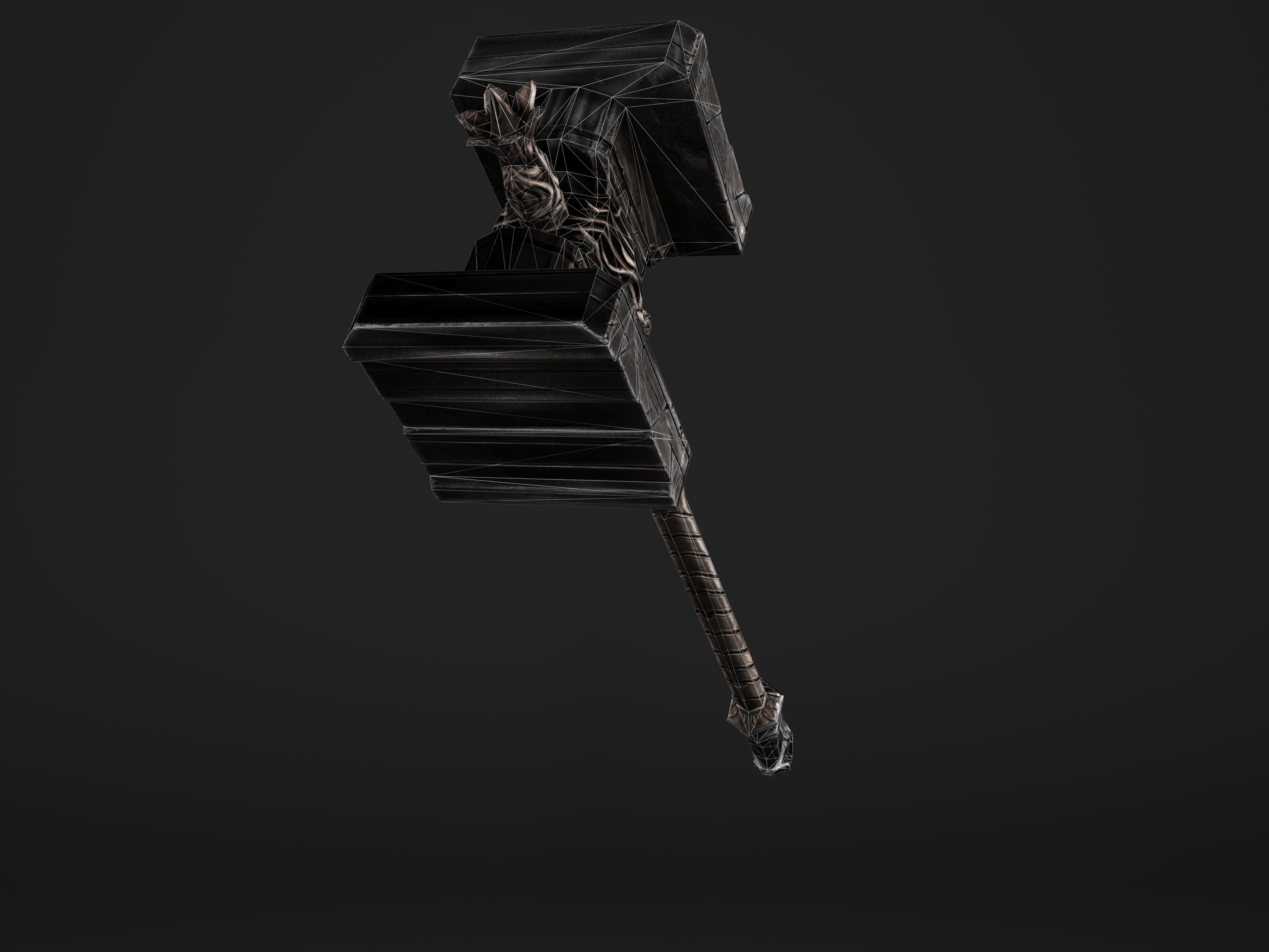 Shaker - Heavy Golden Warhammer Low-poly 3D model_27