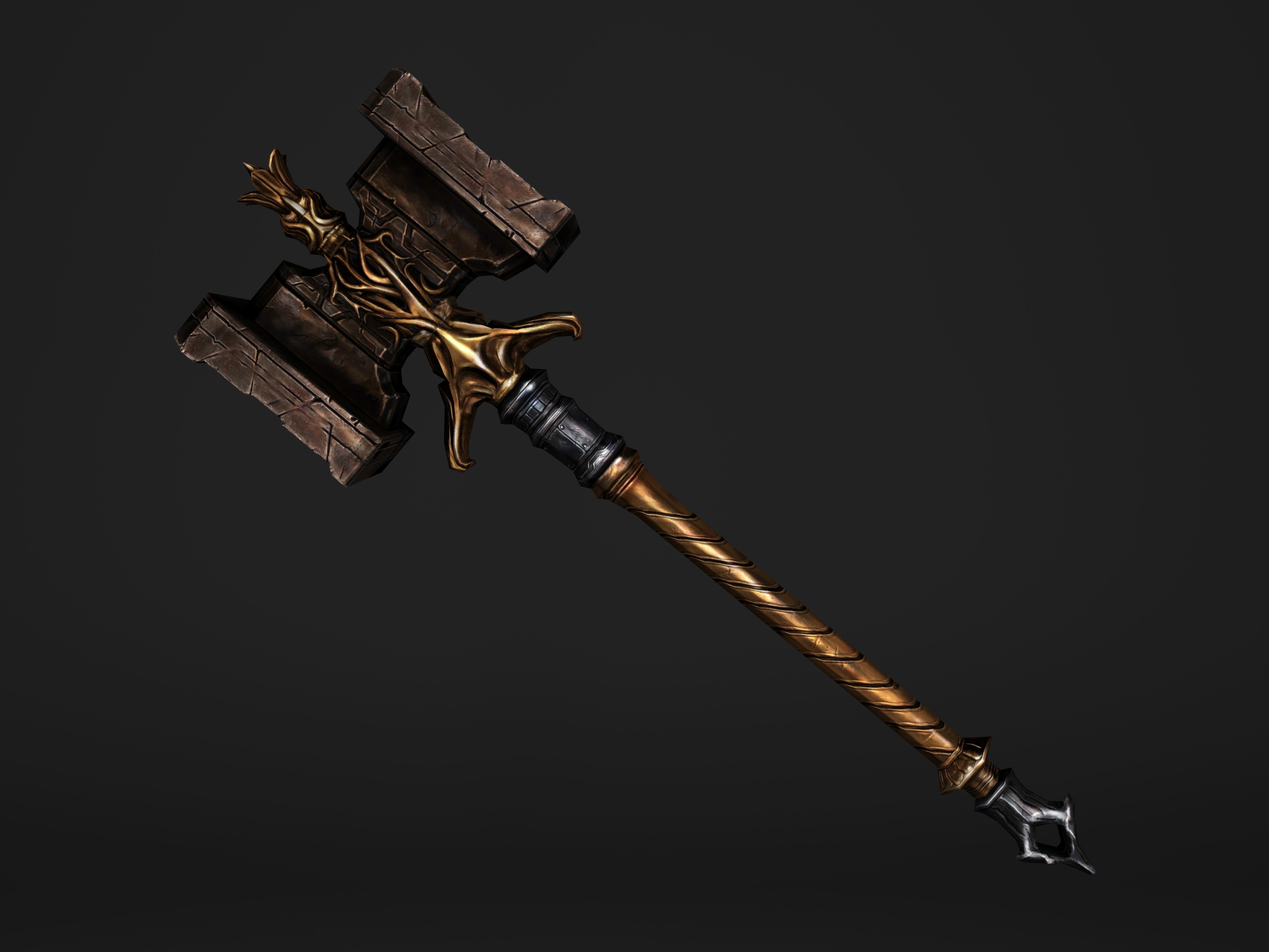 Shaker - Heavy Golden Warhammer Low-poly 3D model_22