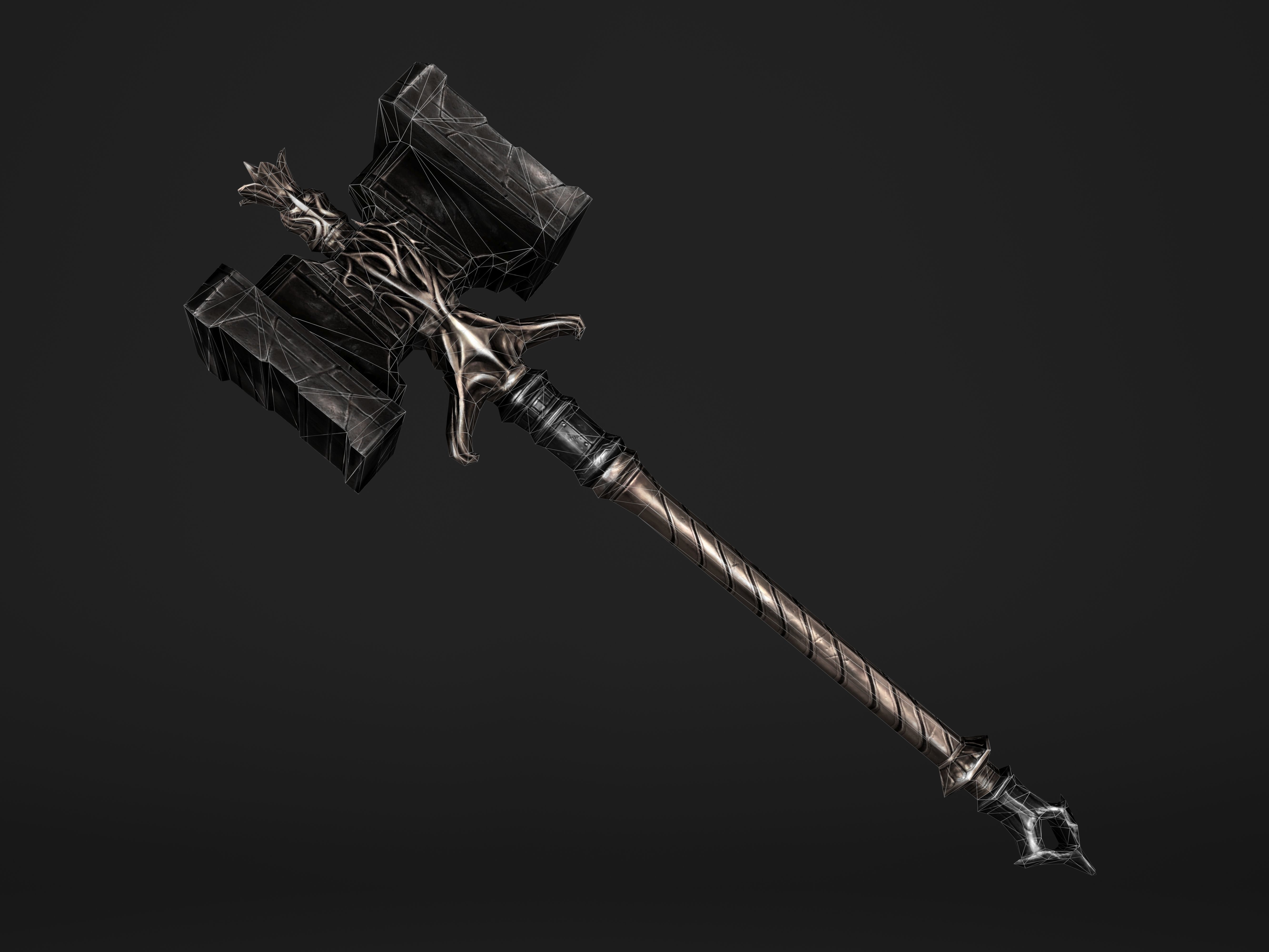 Shaker - Heavy Golden Warhammer Low-poly 3D model_5