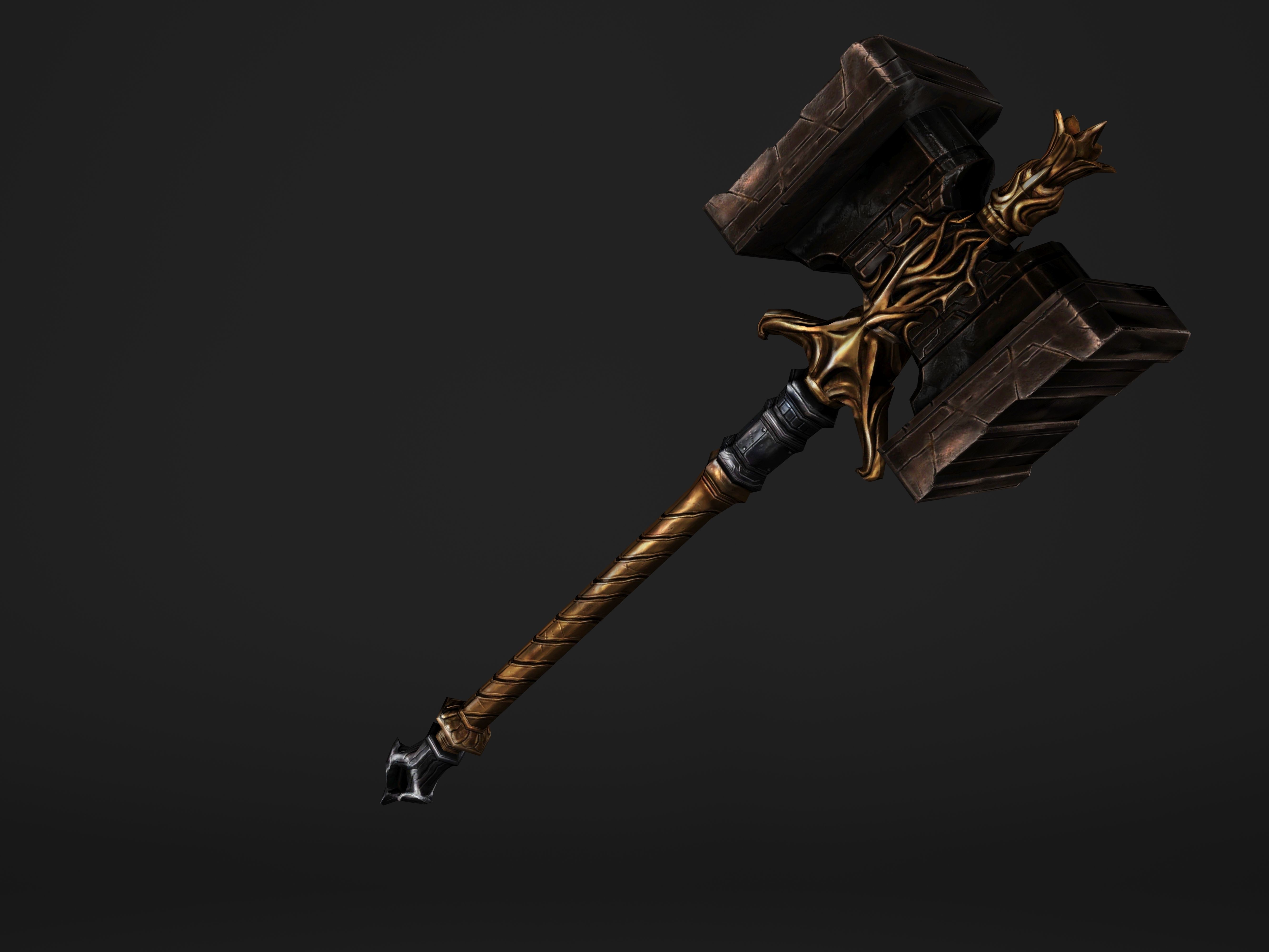 Shaker - Heavy Golden Warhammer Low-poly 3D model_34