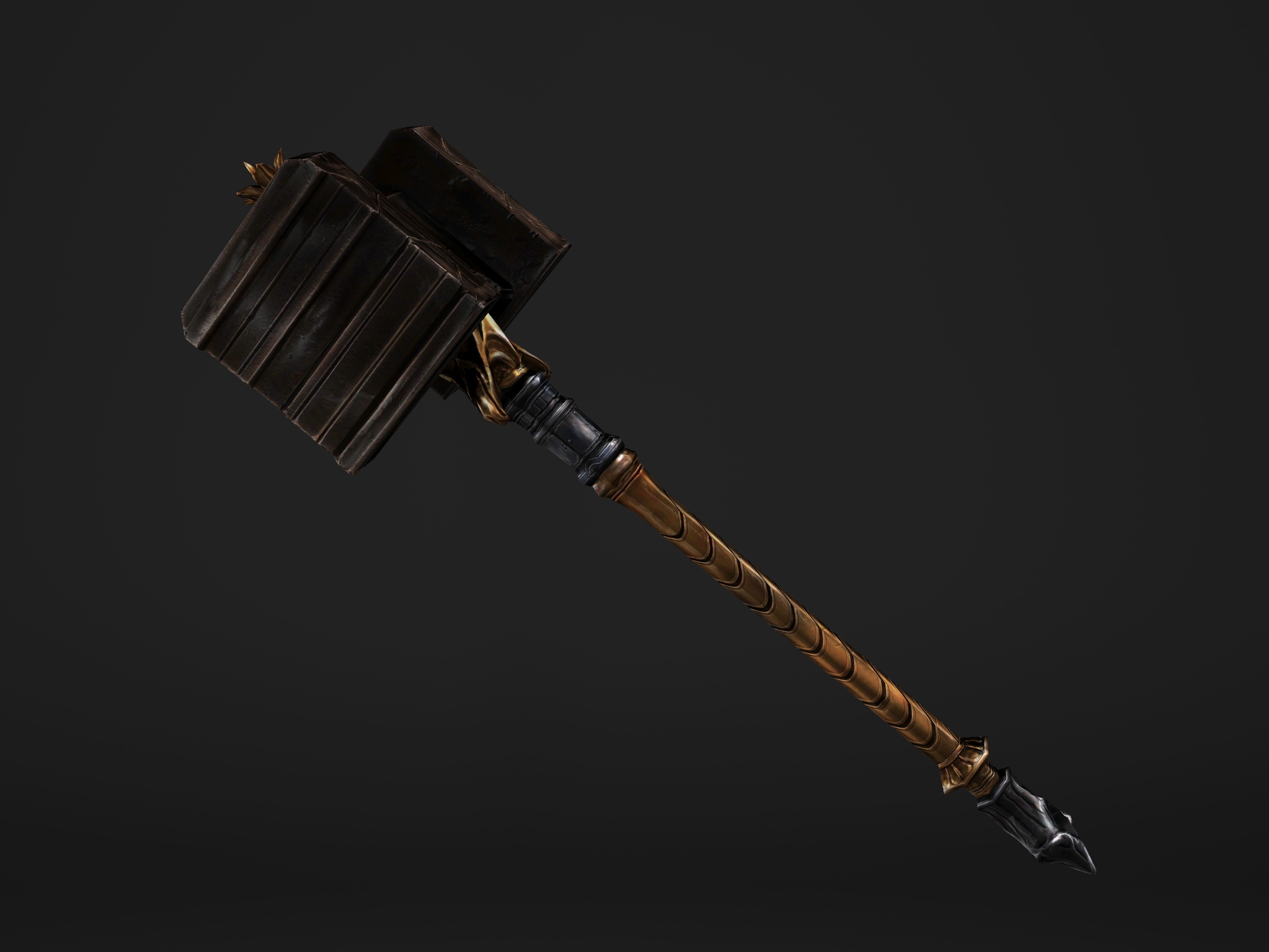 Shaker - Heavy Golden Warhammer Low-poly 3D model_10