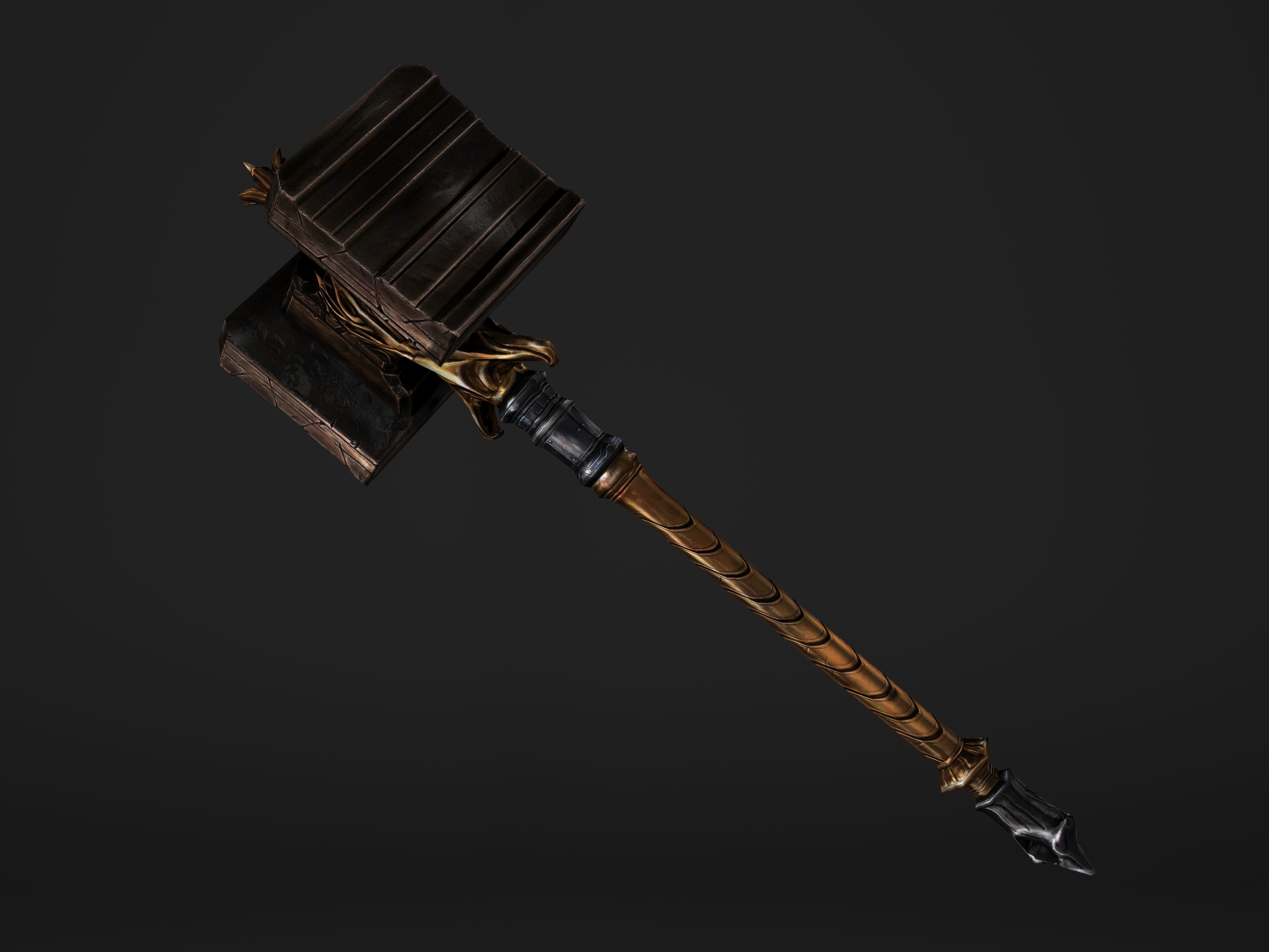 Shaker - Heavy Golden Warhammer Low-poly 3D model_16