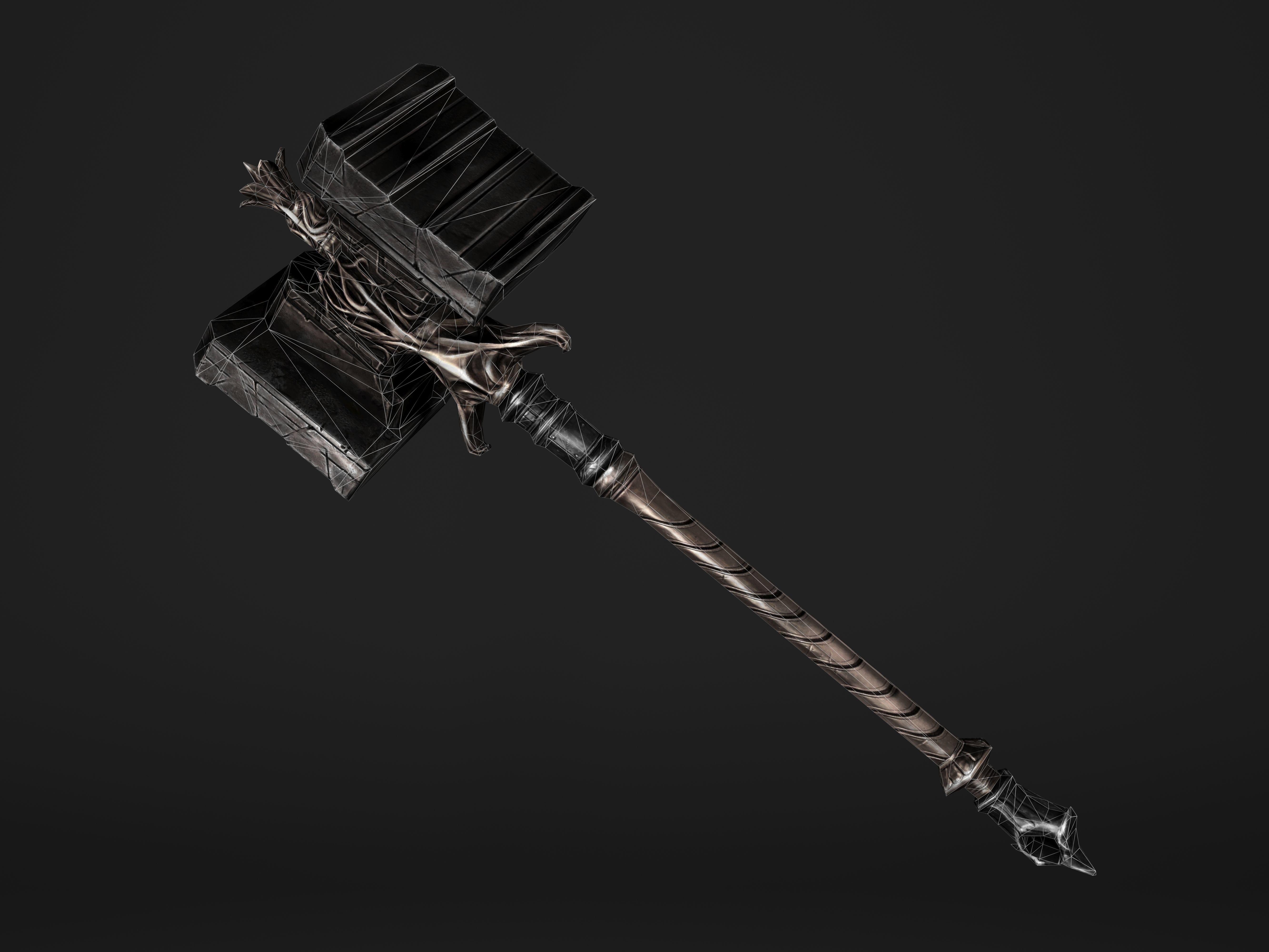 Shaker - Heavy Golden Warhammer Low-poly 3D model_19