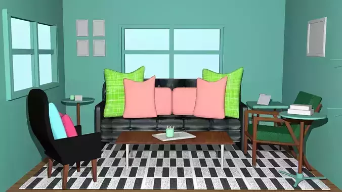 Cartoonic Interior Room 3D model