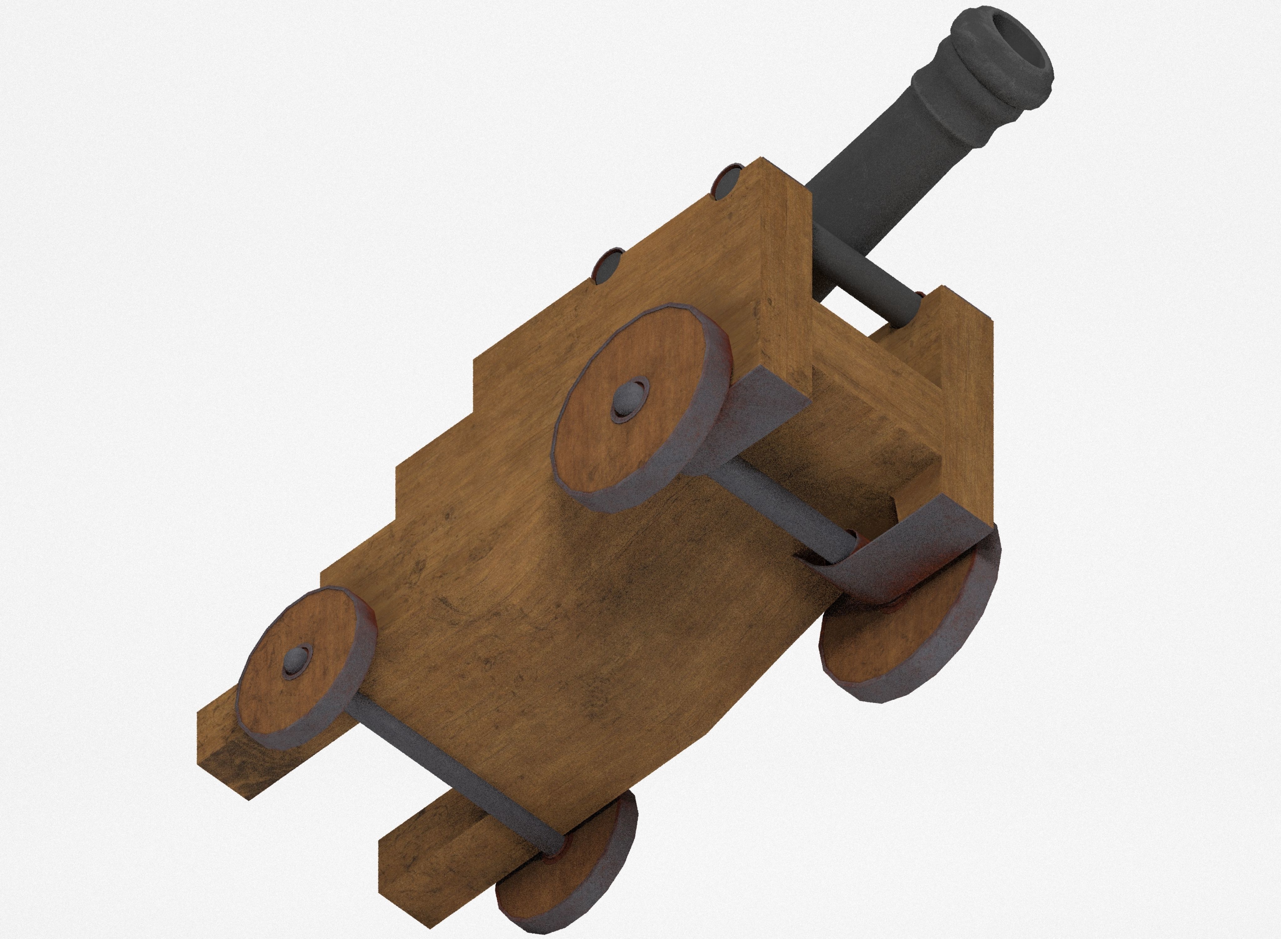 Medieval cannon Free low-poly 3D model_6