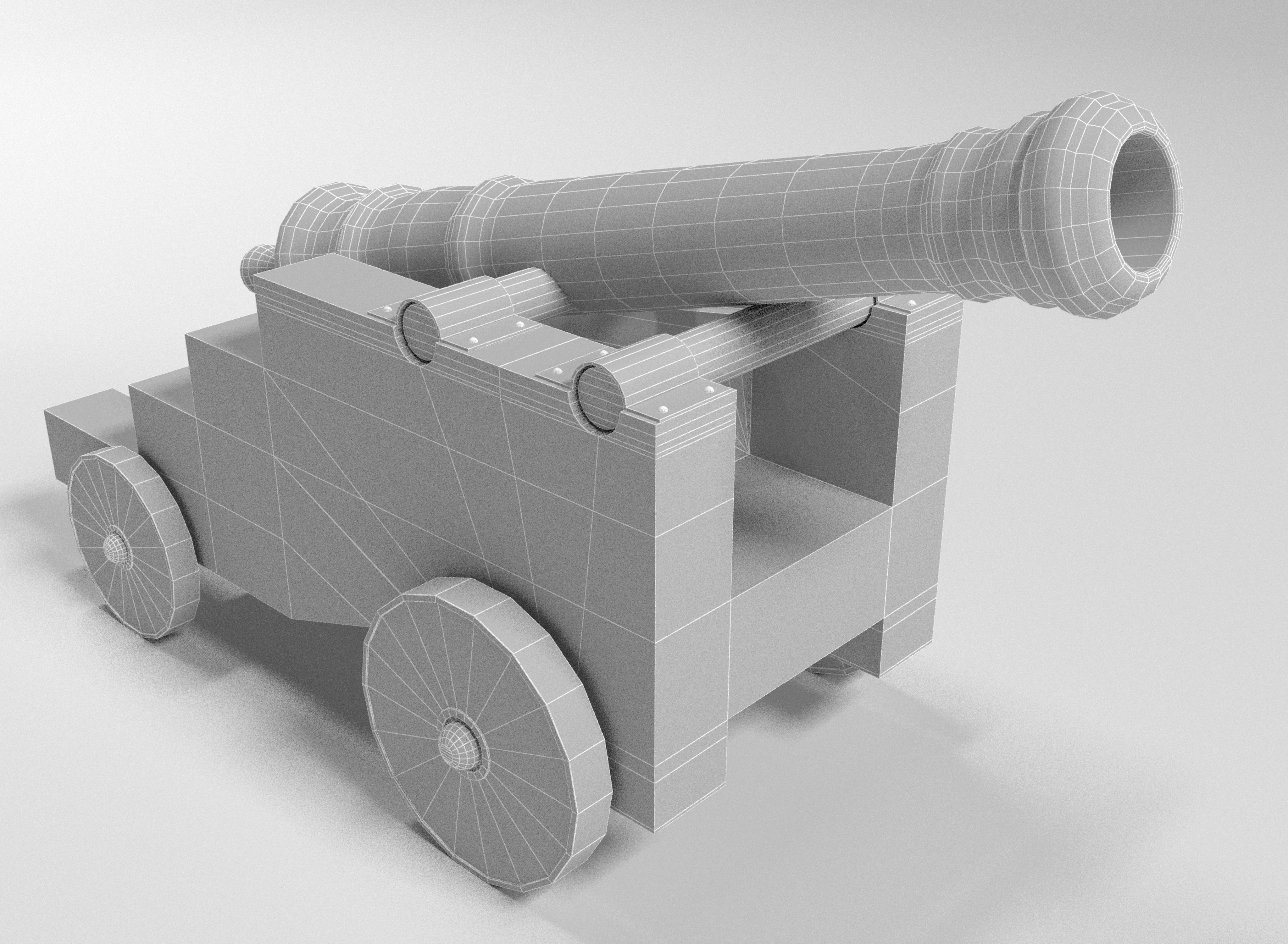 Medieval cannon Free low-poly 3D model_1