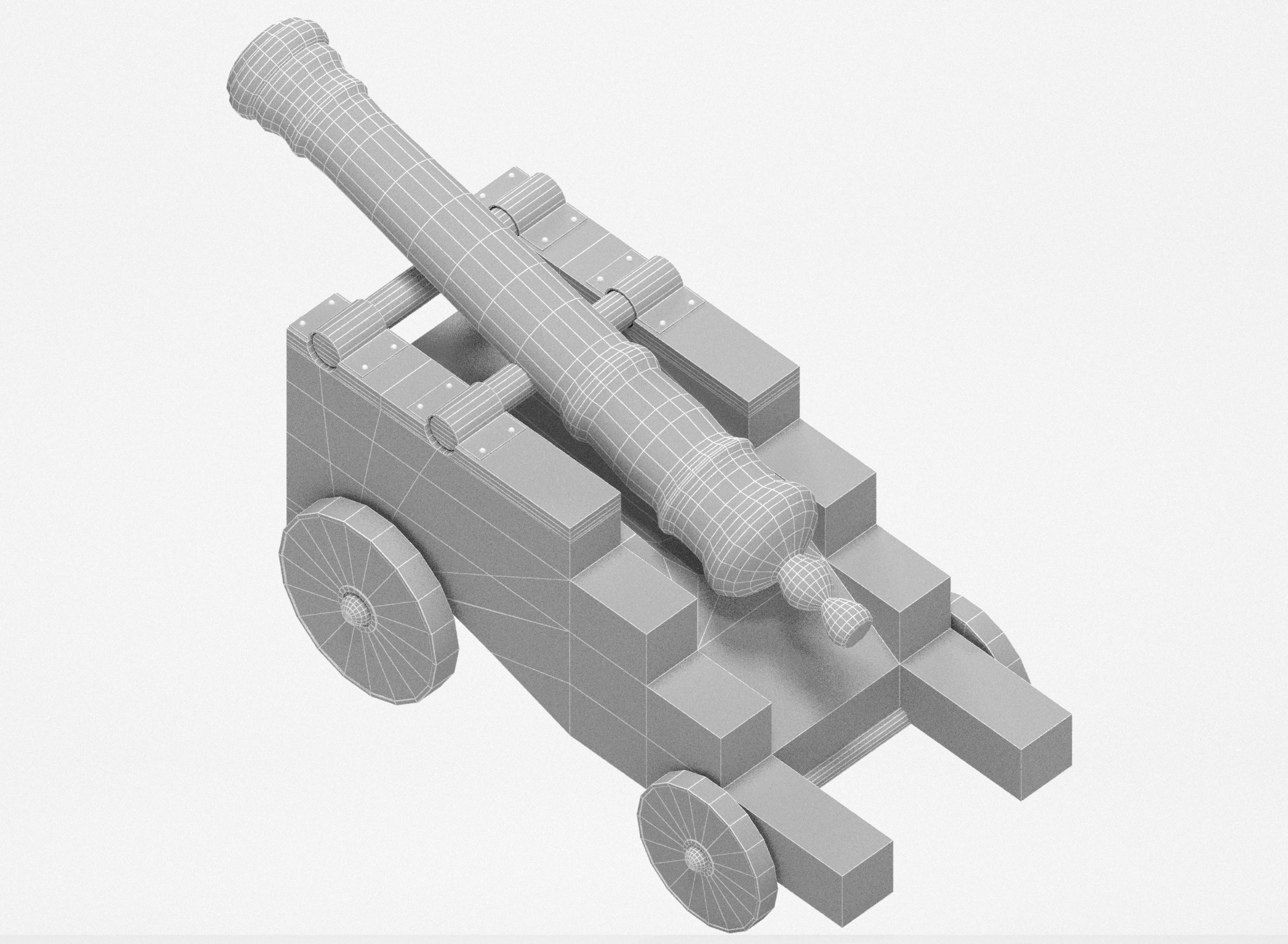 Medieval cannon Free low-poly 3D model_9