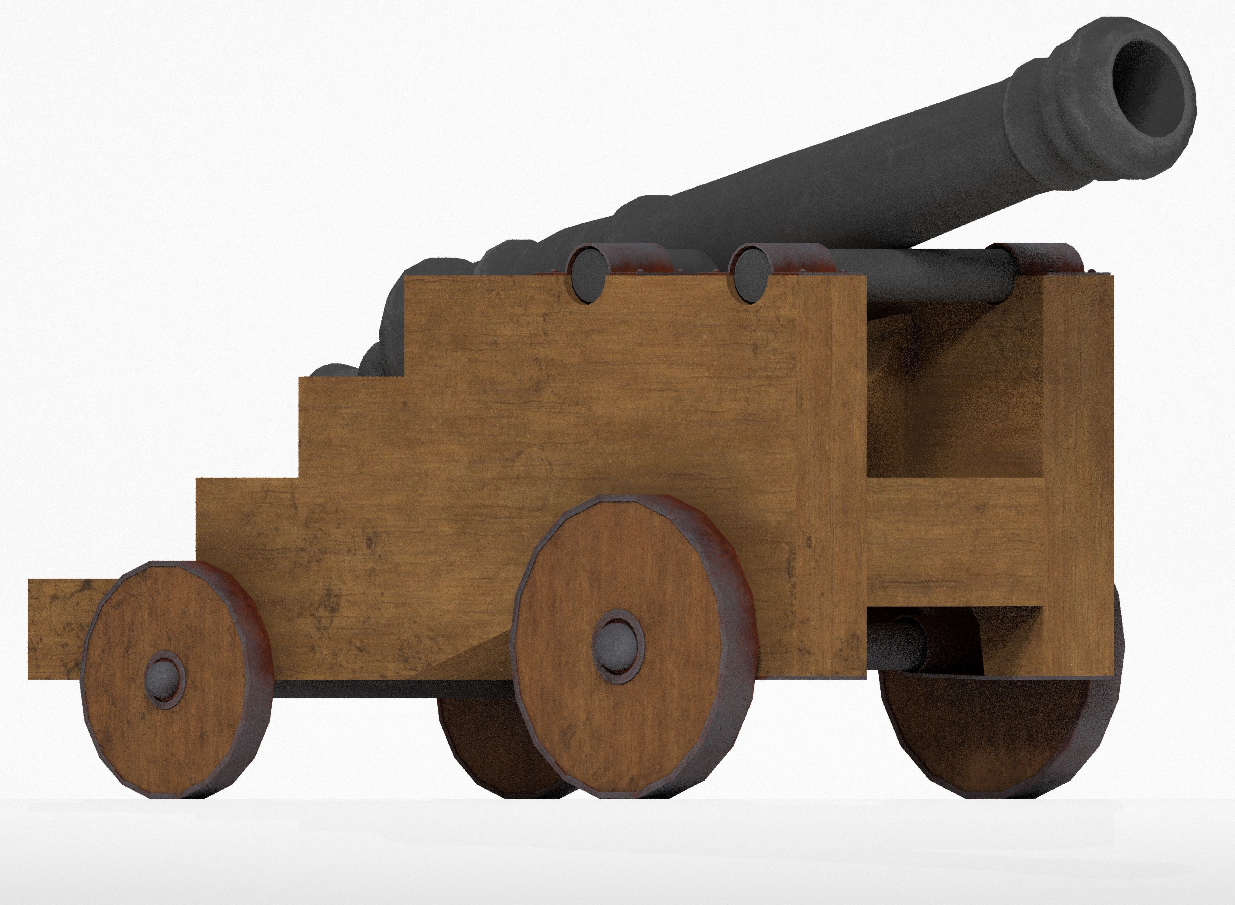 Medieval cannon Free low-poly 3D model_2