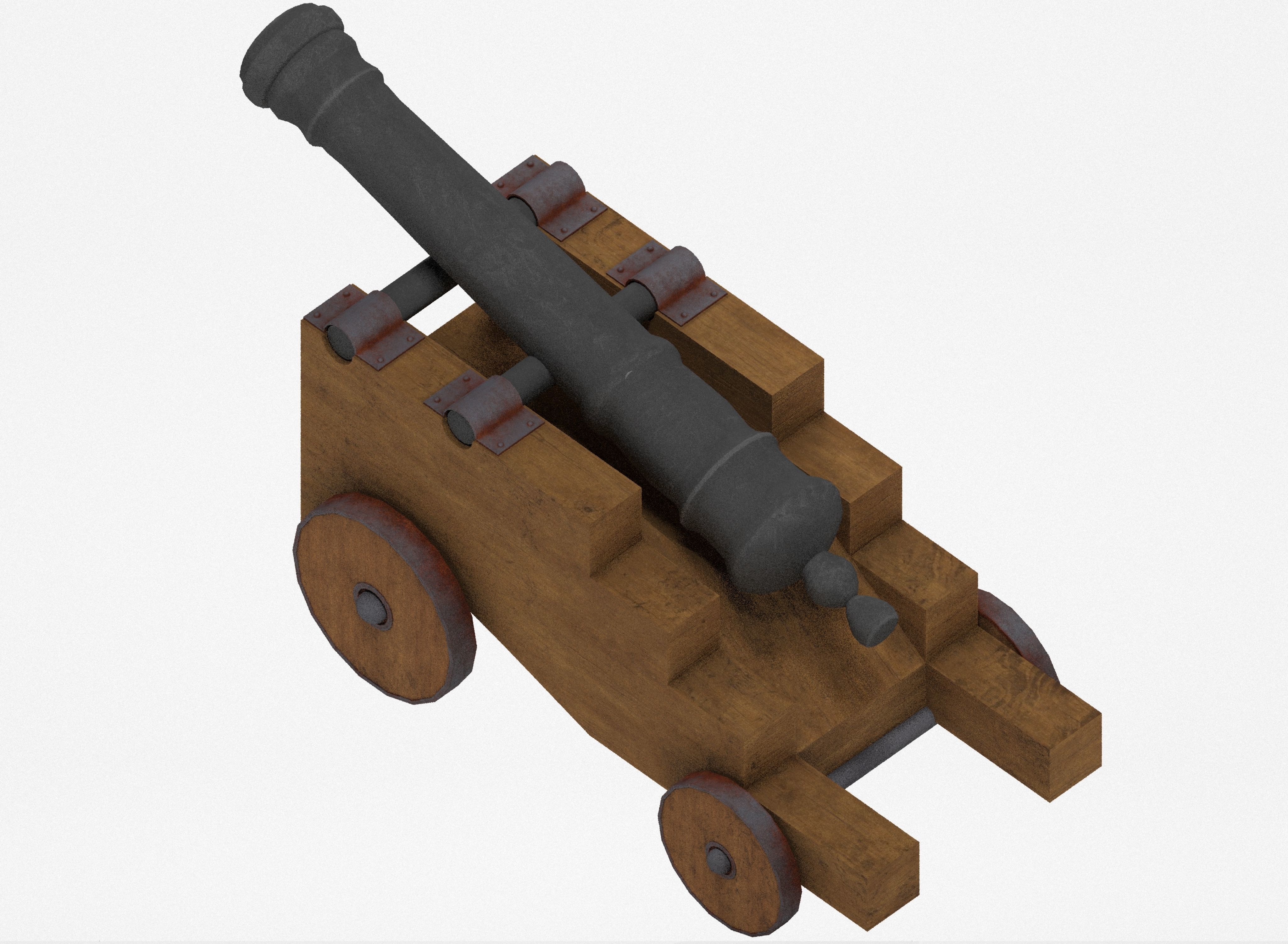 Medieval cannon Free low-poly 3D model_8