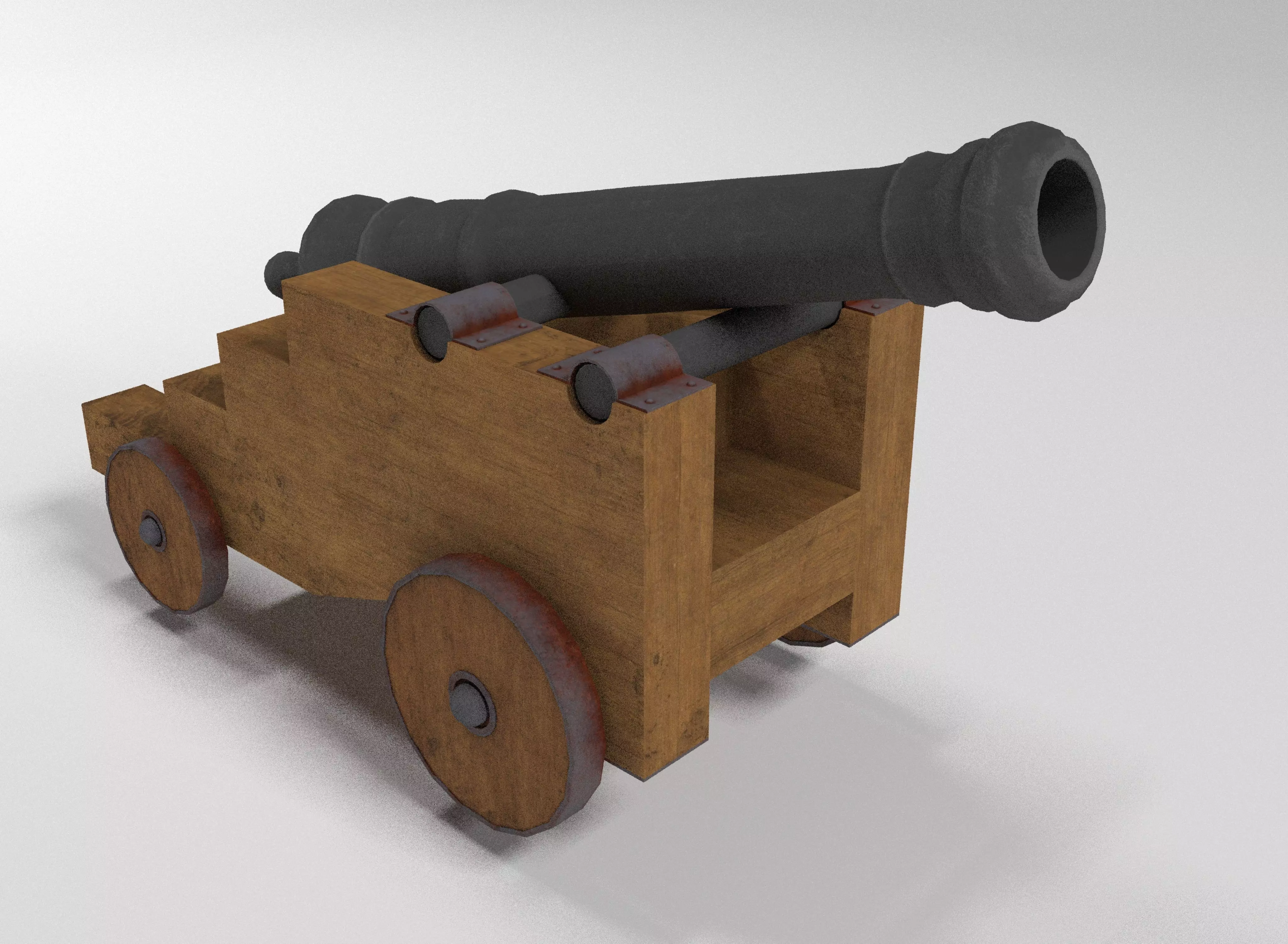 Medieval cannon Free low-poly 3D model_0