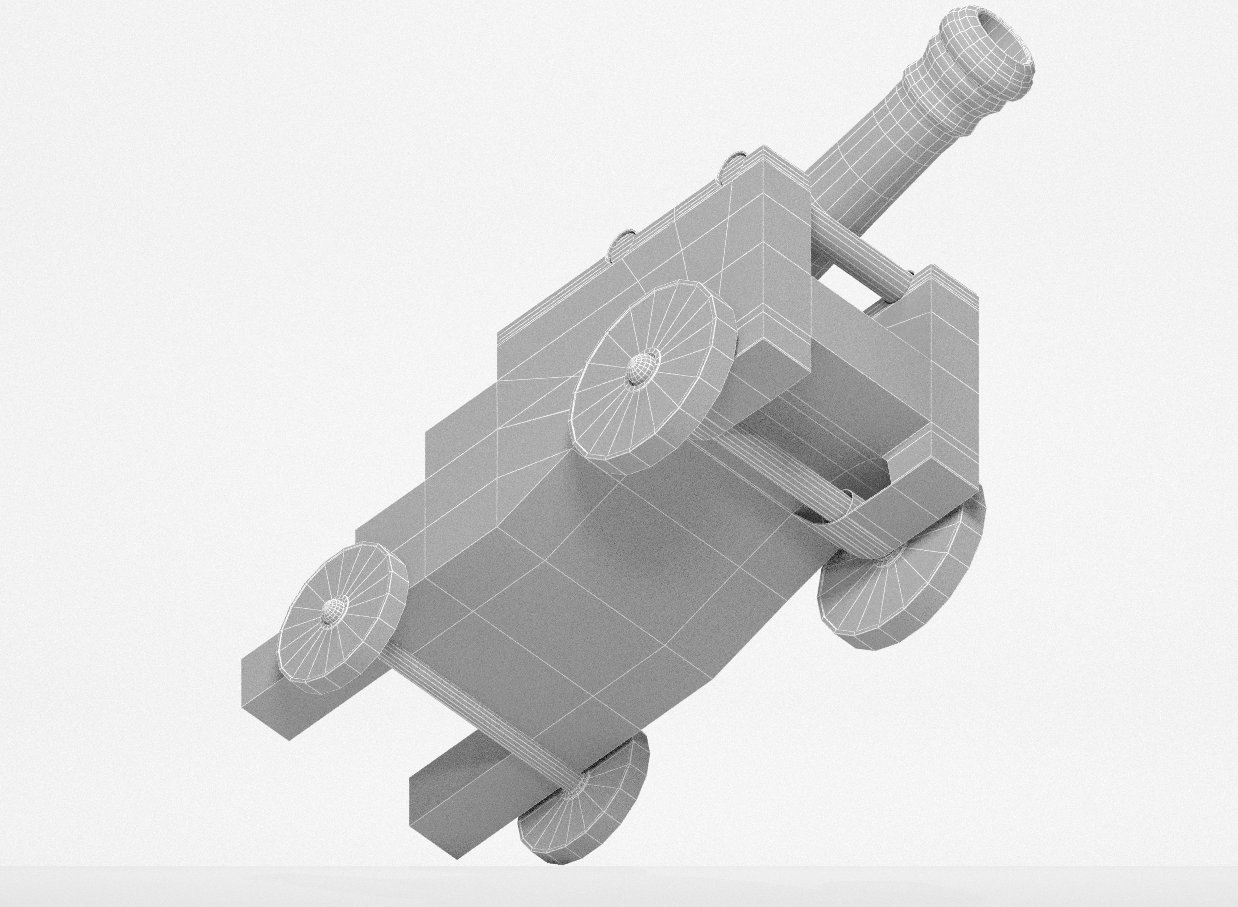 Medieval cannon Free low-poly 3D model_7